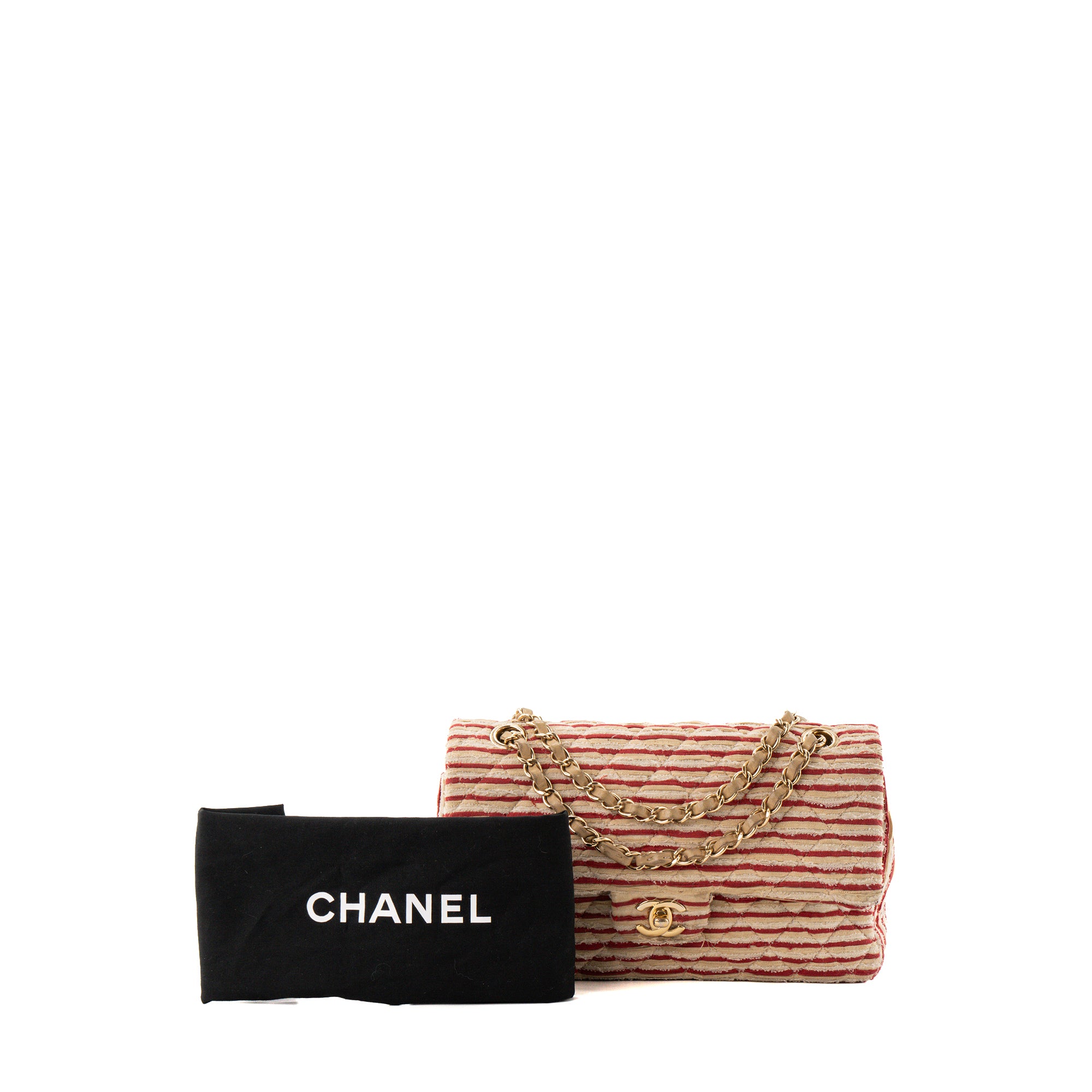 CHANEL - Sac à bandoulière Classique/Timeless Coco Sailor Chanel en toile beige et rouge édition limitée