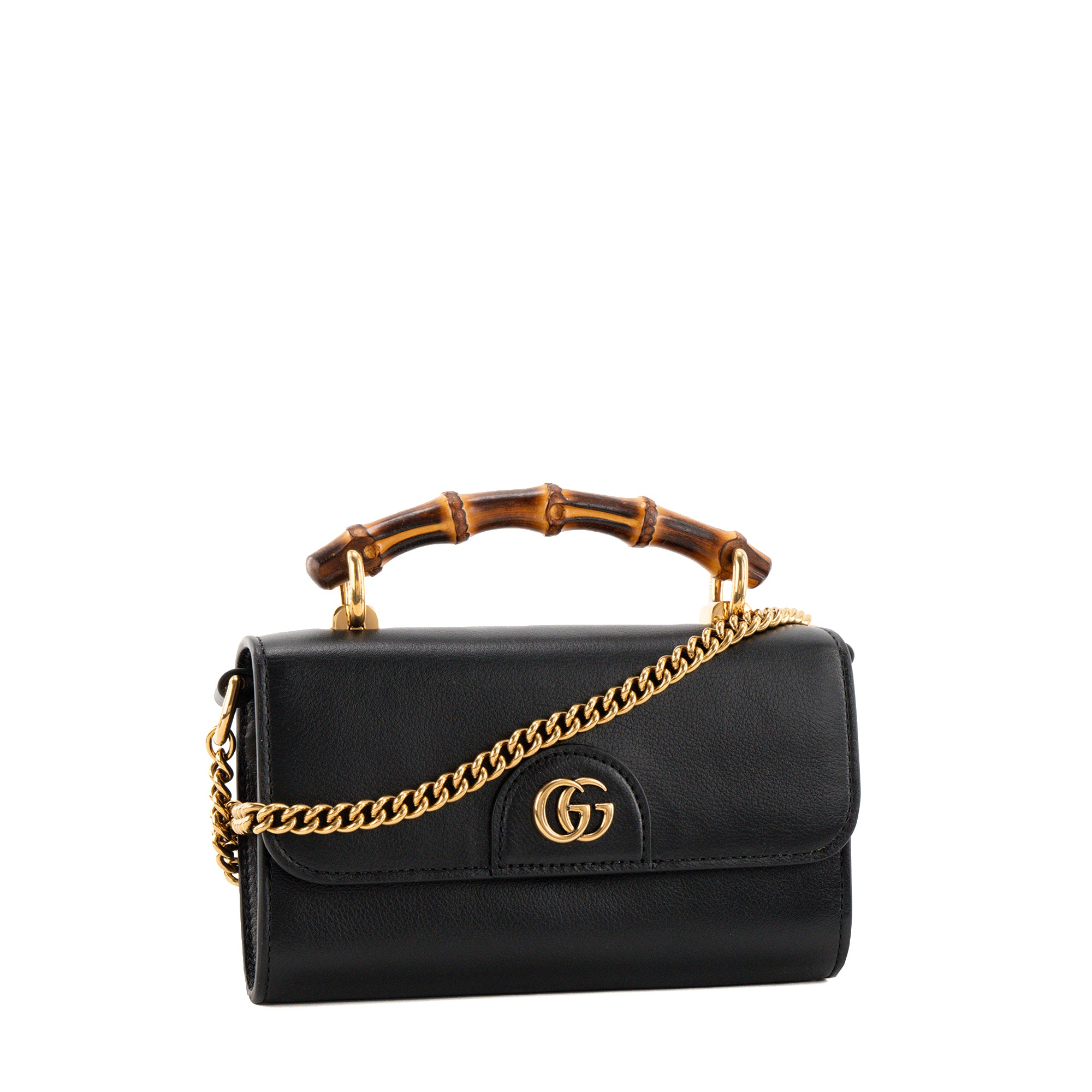 GUCCI - Sac à bandoulière Diana Mini Gucci en bamboo et cuir noir