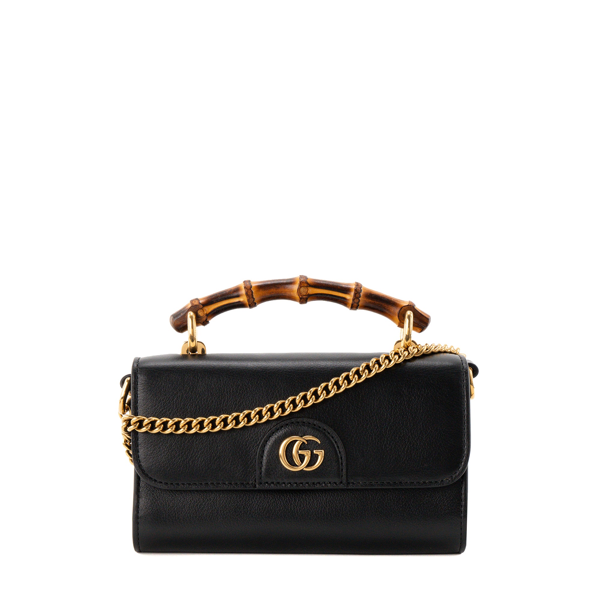 GUCCI - Sac à bandoulière Diana Mini Gucci en bamboo et cuir noir