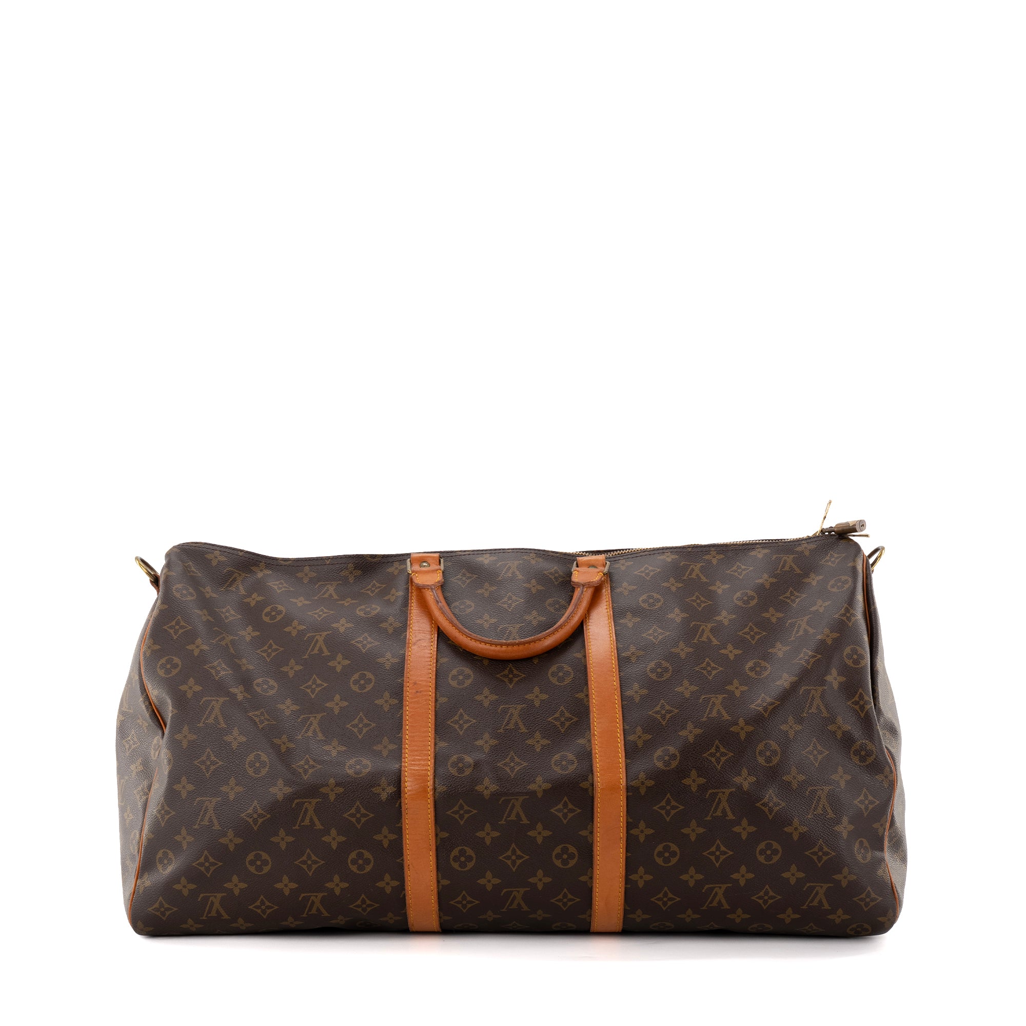 LOUIS VUITTON - Sac de voyage Keepall 60 bandoulière Louis Vuitton en toile enduite monogrammée vintage