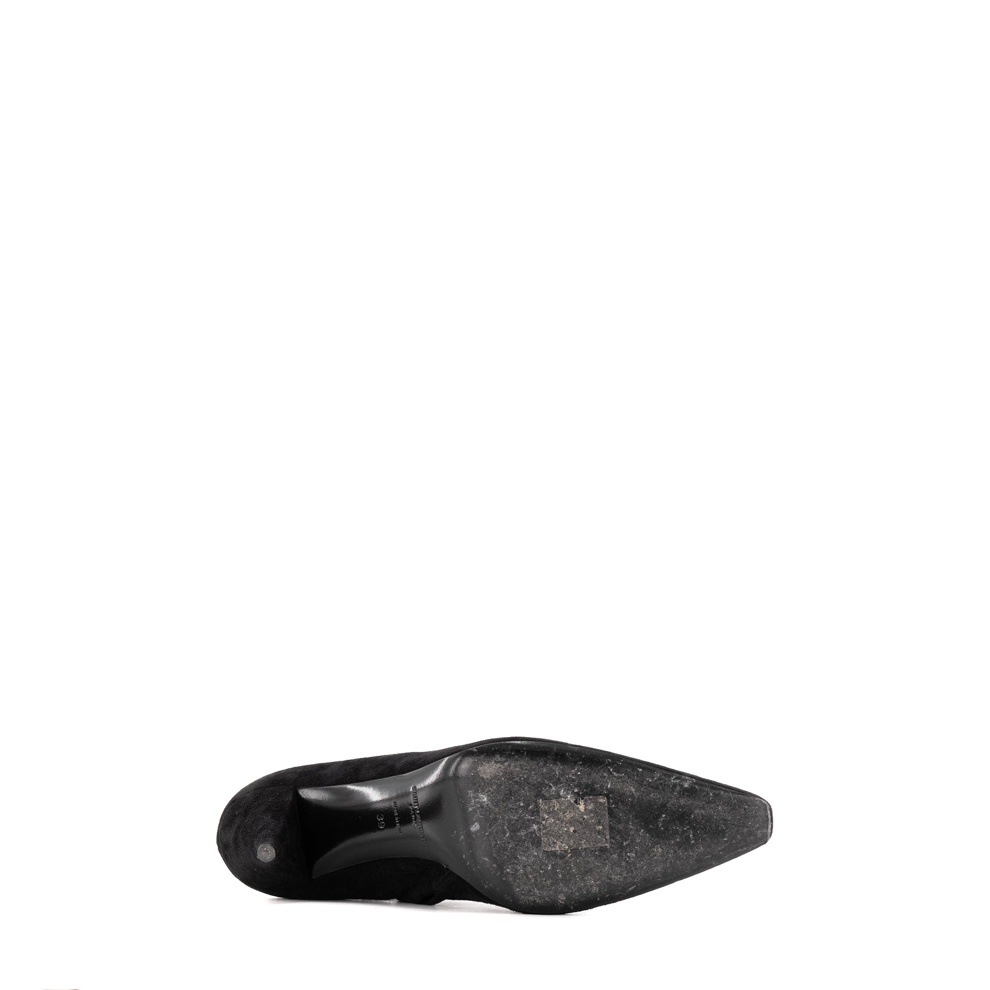 SAINT LAURENT - Bottines à talons à zip Kiki 85 Saint Laurent en daim noir (T39)