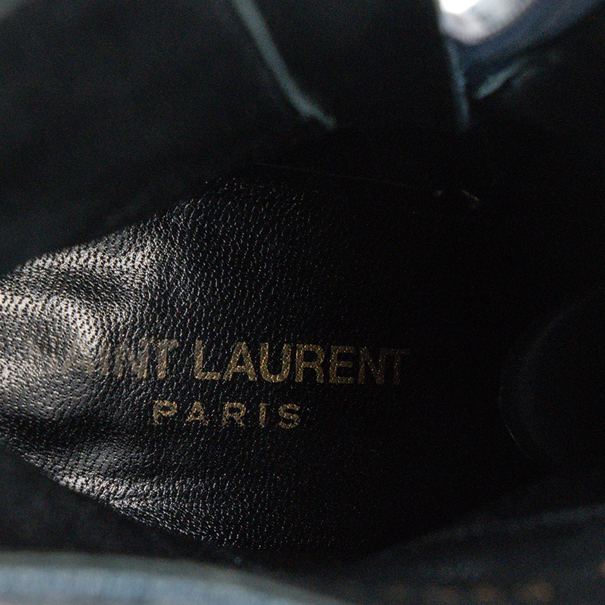 SAINT LAURENT - Bottines Lou Saint Laurent en denim bleu (T38,5)