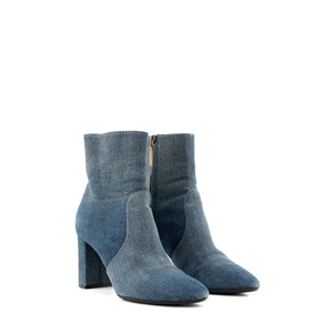 SAINT LAURENT - Bottines Lou Saint Laurent en denim bleu (T38,5)