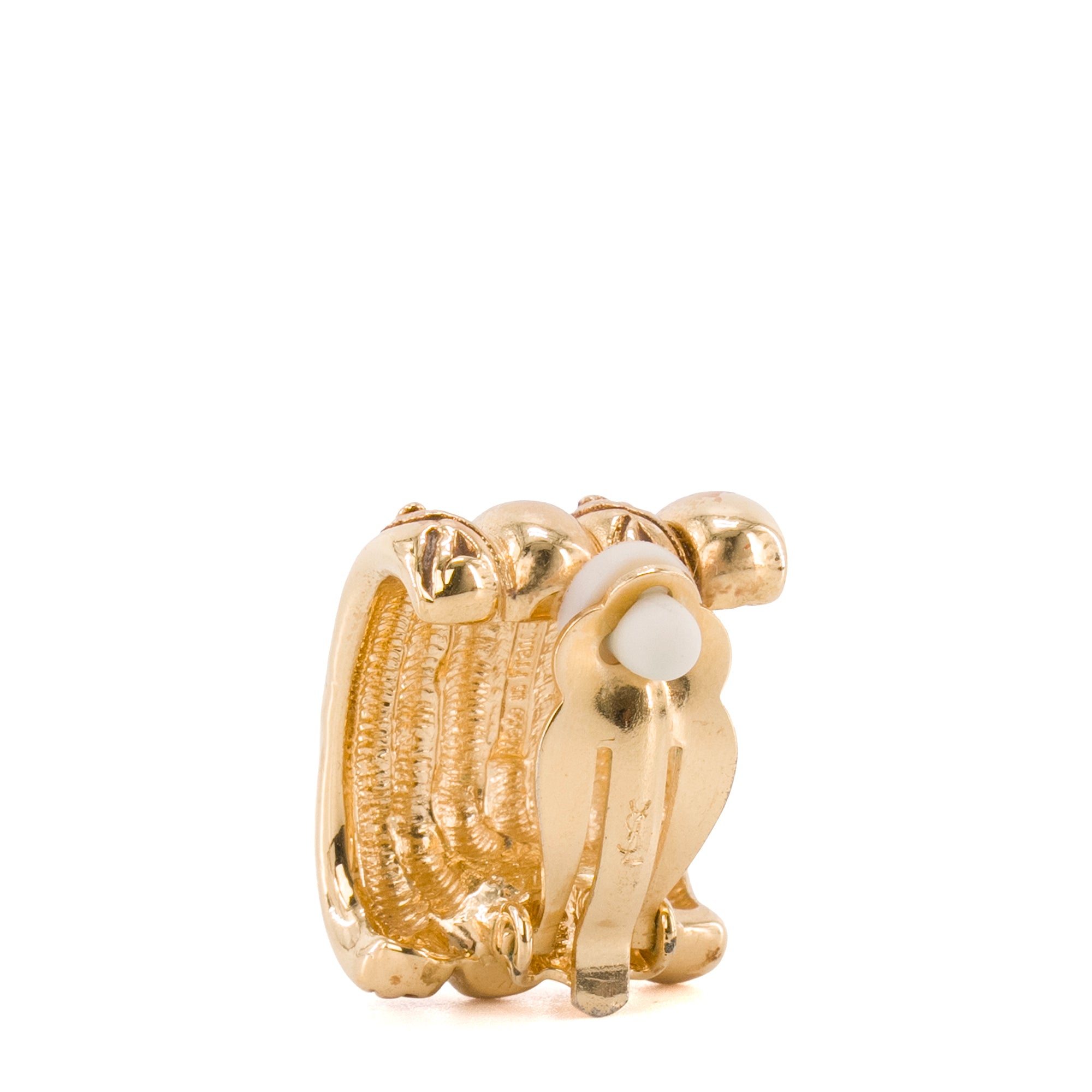 SAINT LAURENT - Boucles d'oreilles Saint Laurent en métal doré vintage