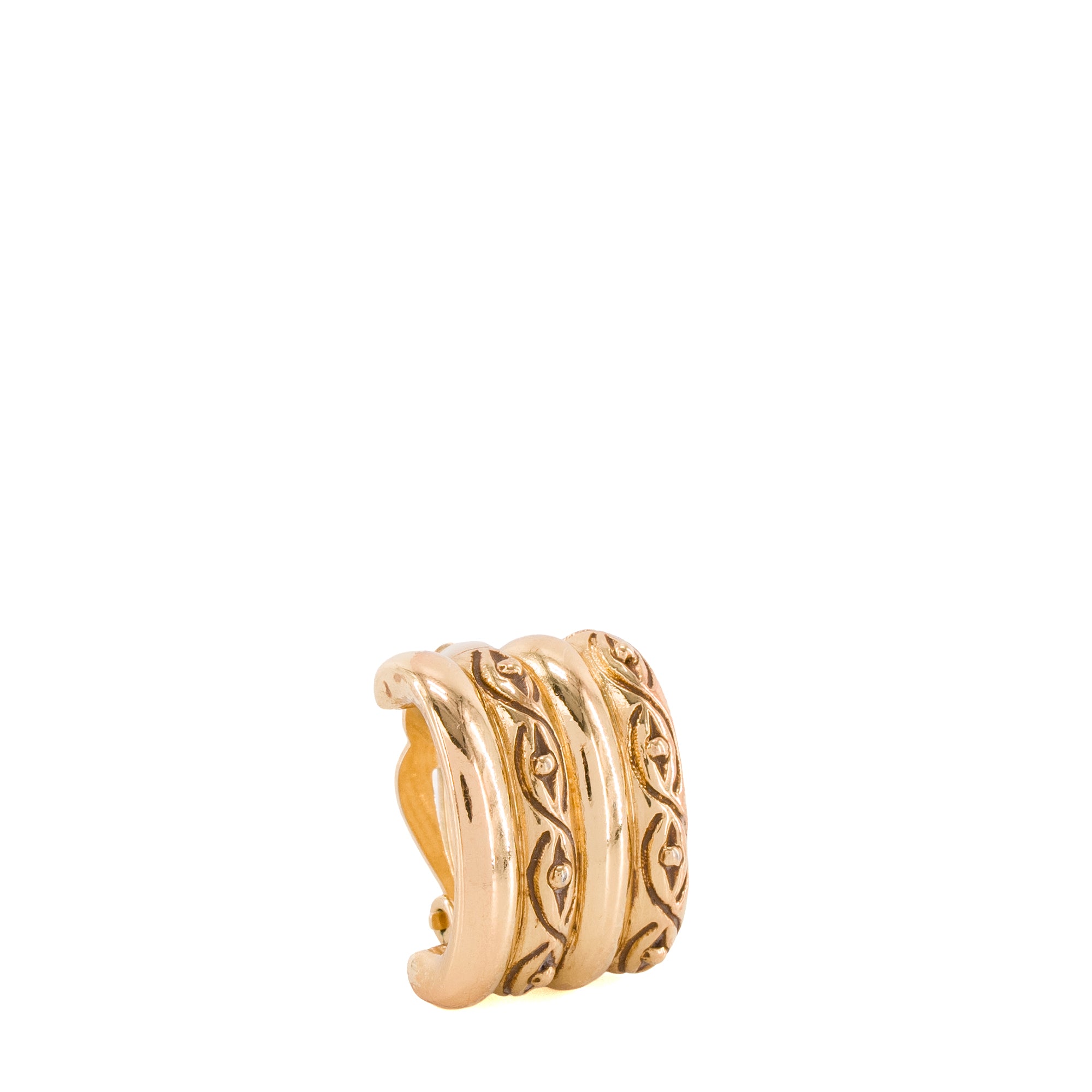 SAINT LAURENT - Boucles d'oreilles Saint Laurent en métal doré vintage