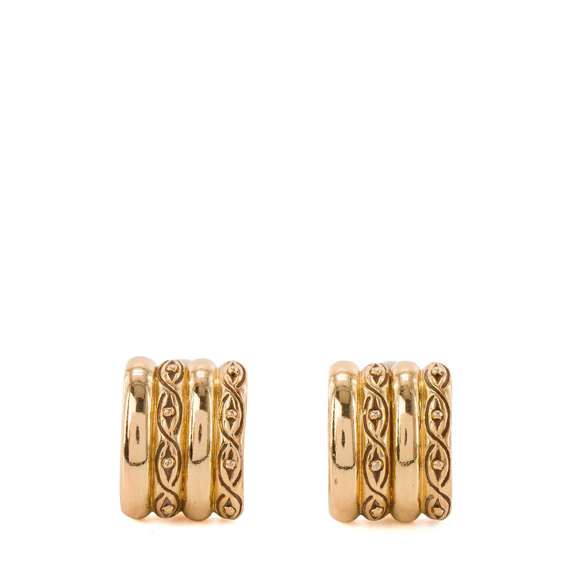 SAINT LAURENT - Boucles d'oreilles Saint Laurent en métal doré vintage