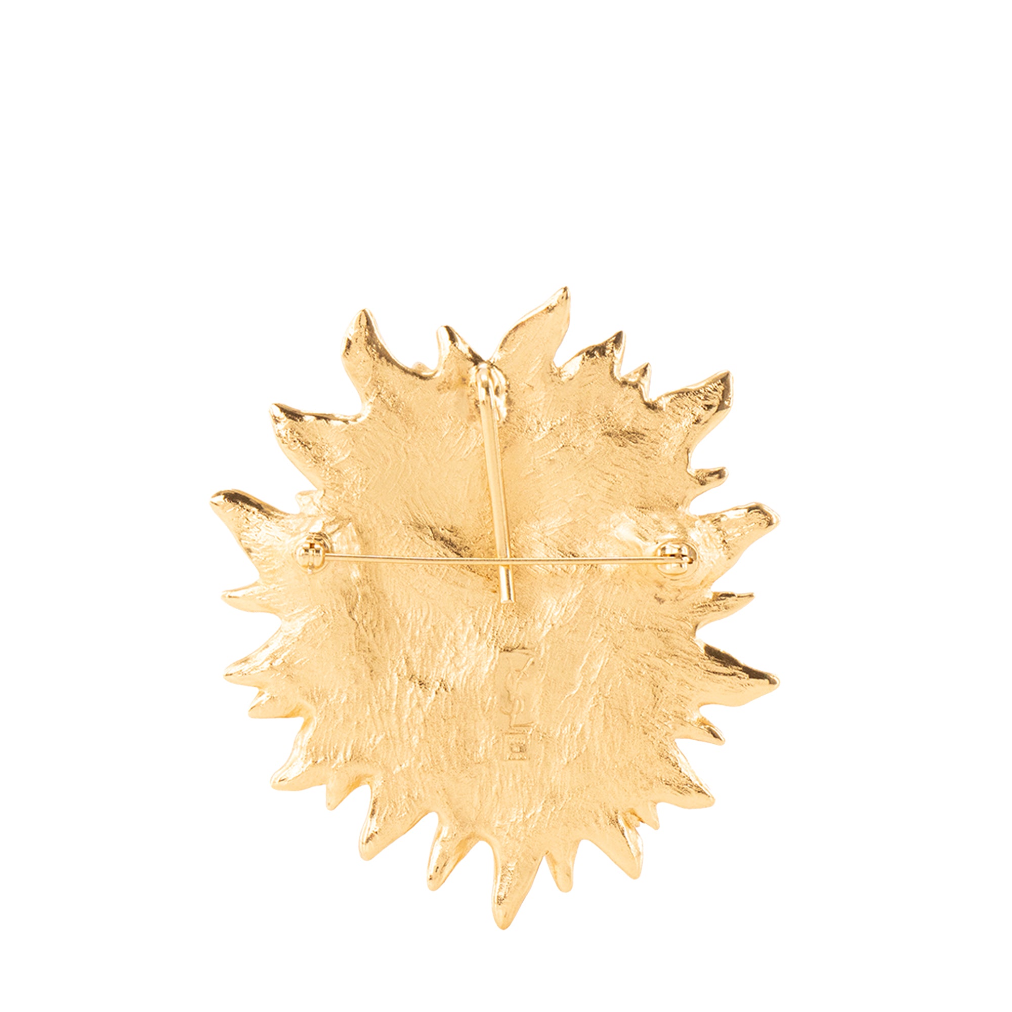 SAINT LAURENT - Broche Visage Soleil Saint Laurent en métal doré