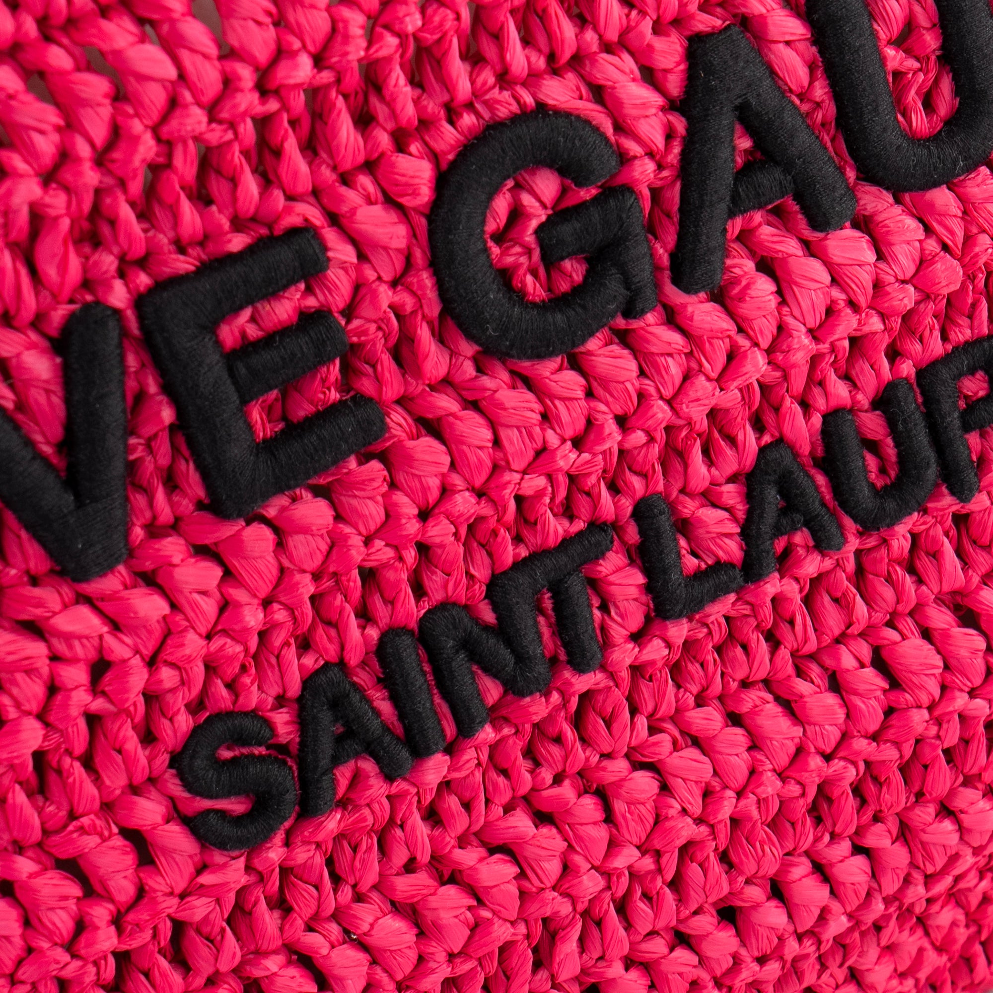 SAINT LAURENT - Cabas Rive Gauche Saint Laurent en raphia rose