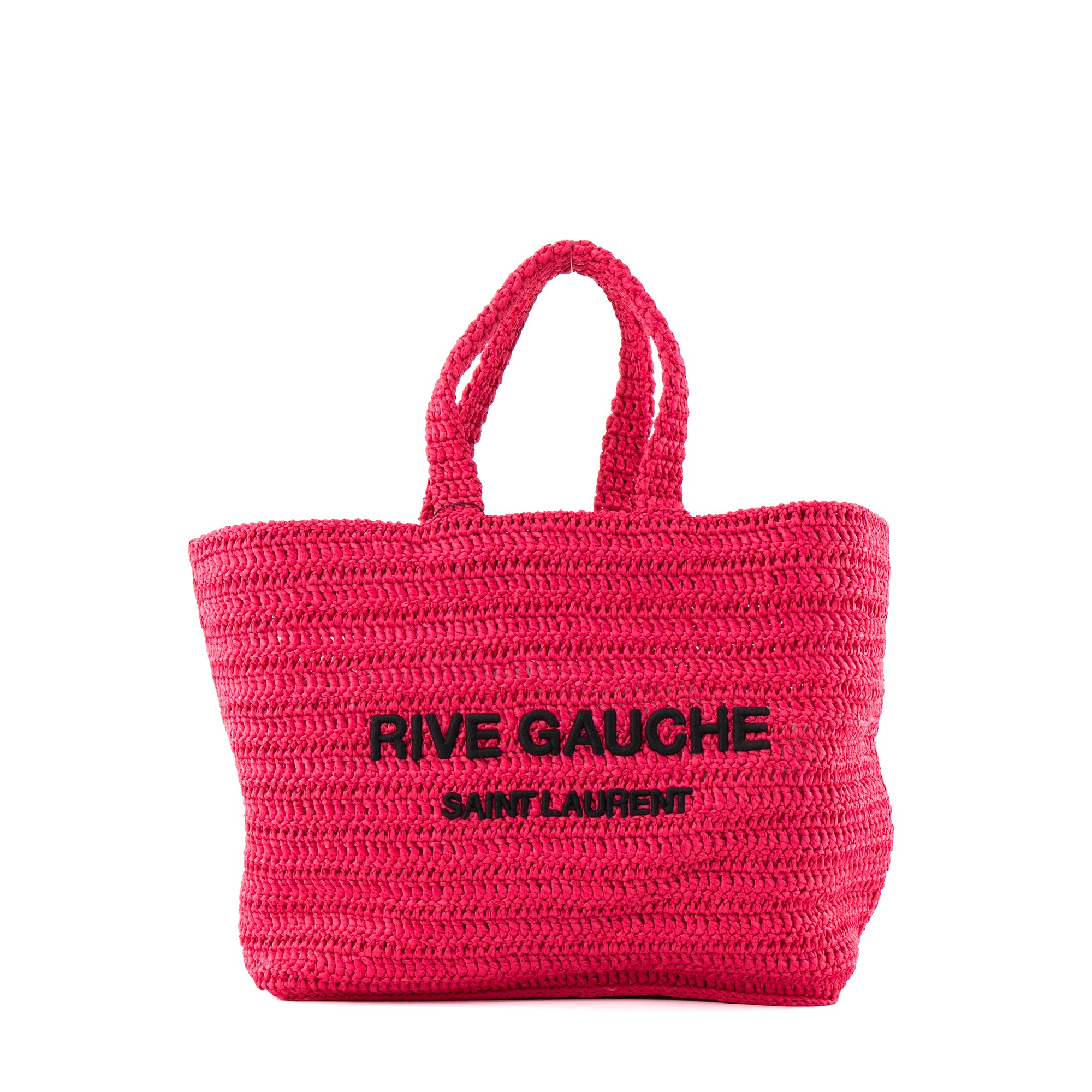 SAINT LAURENT - Cabas Rive Gauche Saint Laurent en raphia rose