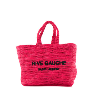 SAINT LAURENT - Cabas Rive Gauche Saint Laurent en raphia rose