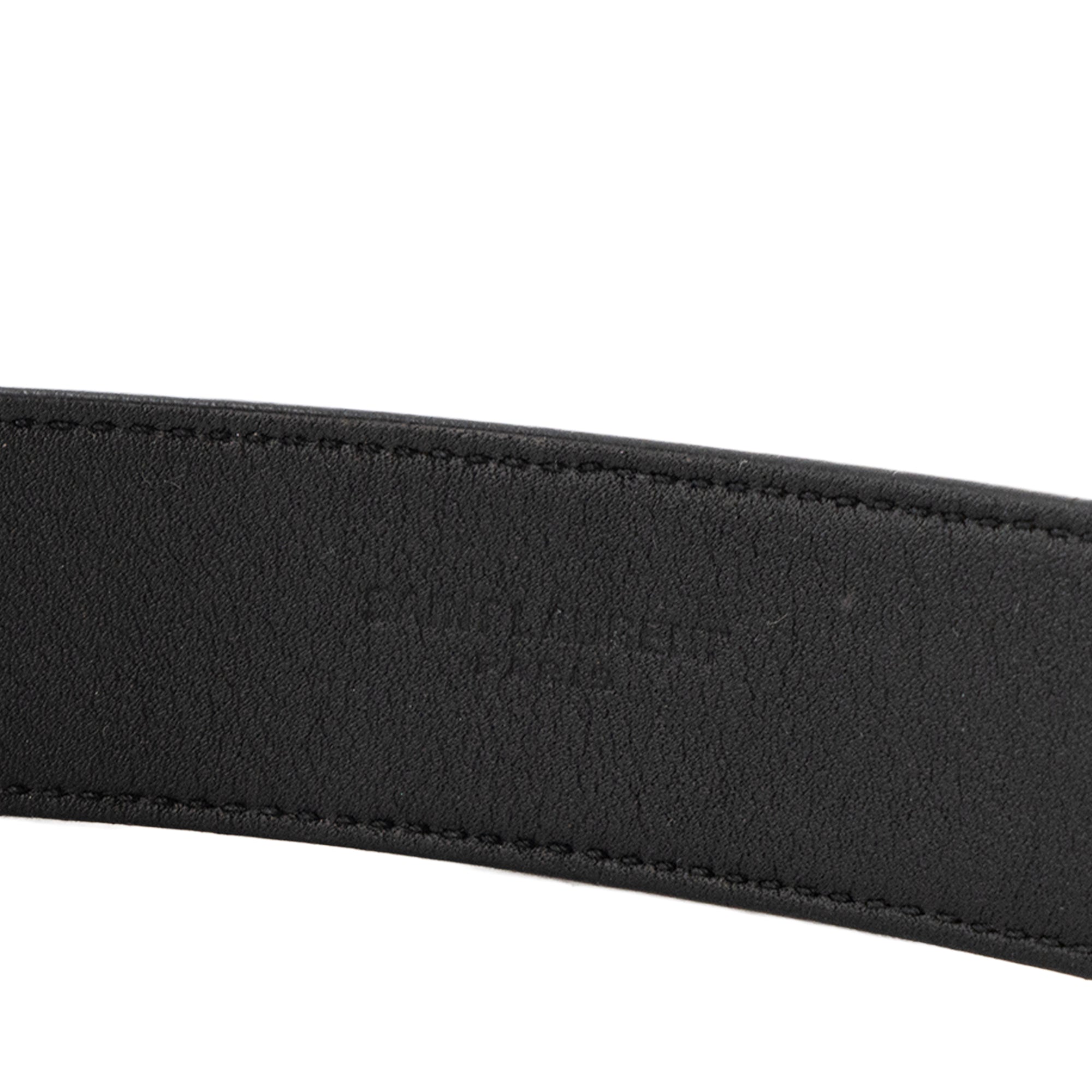 SAINT LAURENT - Ceinture Cassandre Saint Laurent en cuir embossé noir (T80)