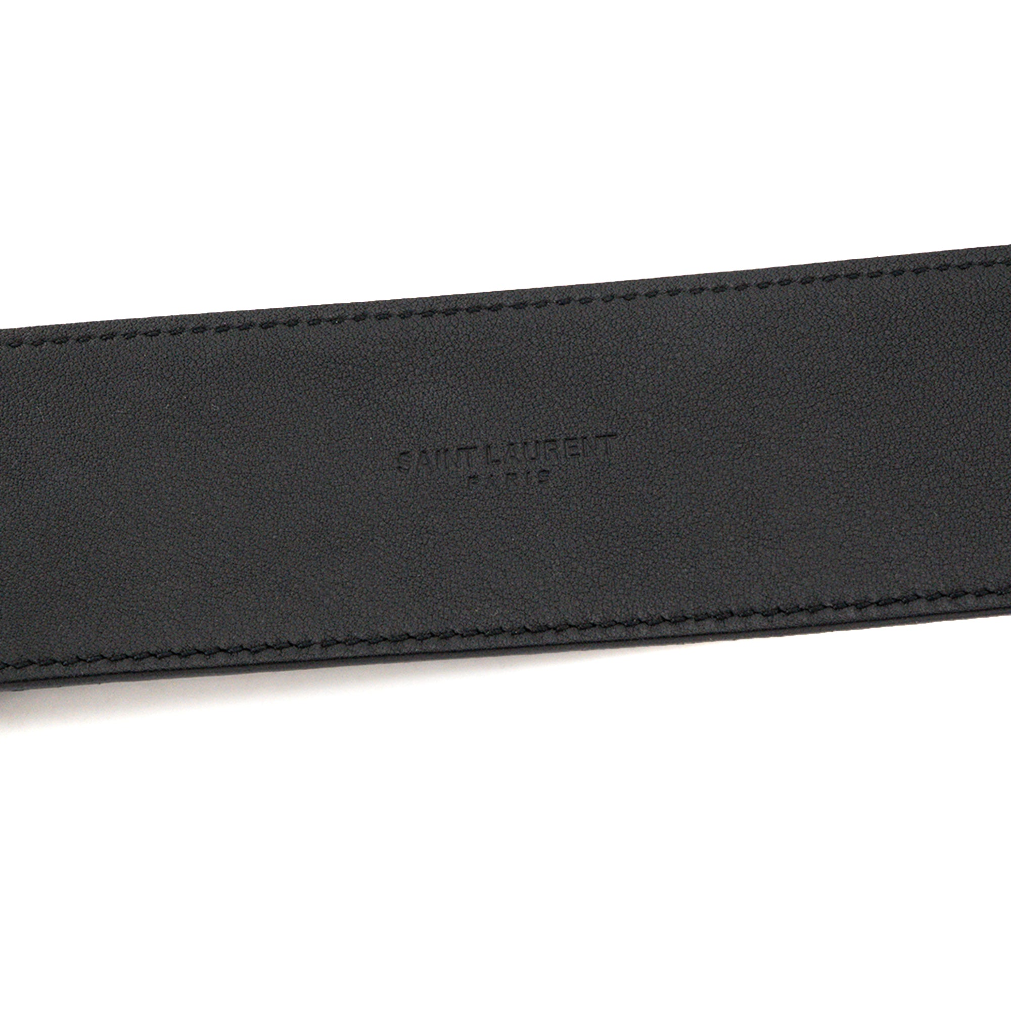 SAINT LAURENT - Ceinture Saint Laurent en cuir embossé crocodile noir (T70)