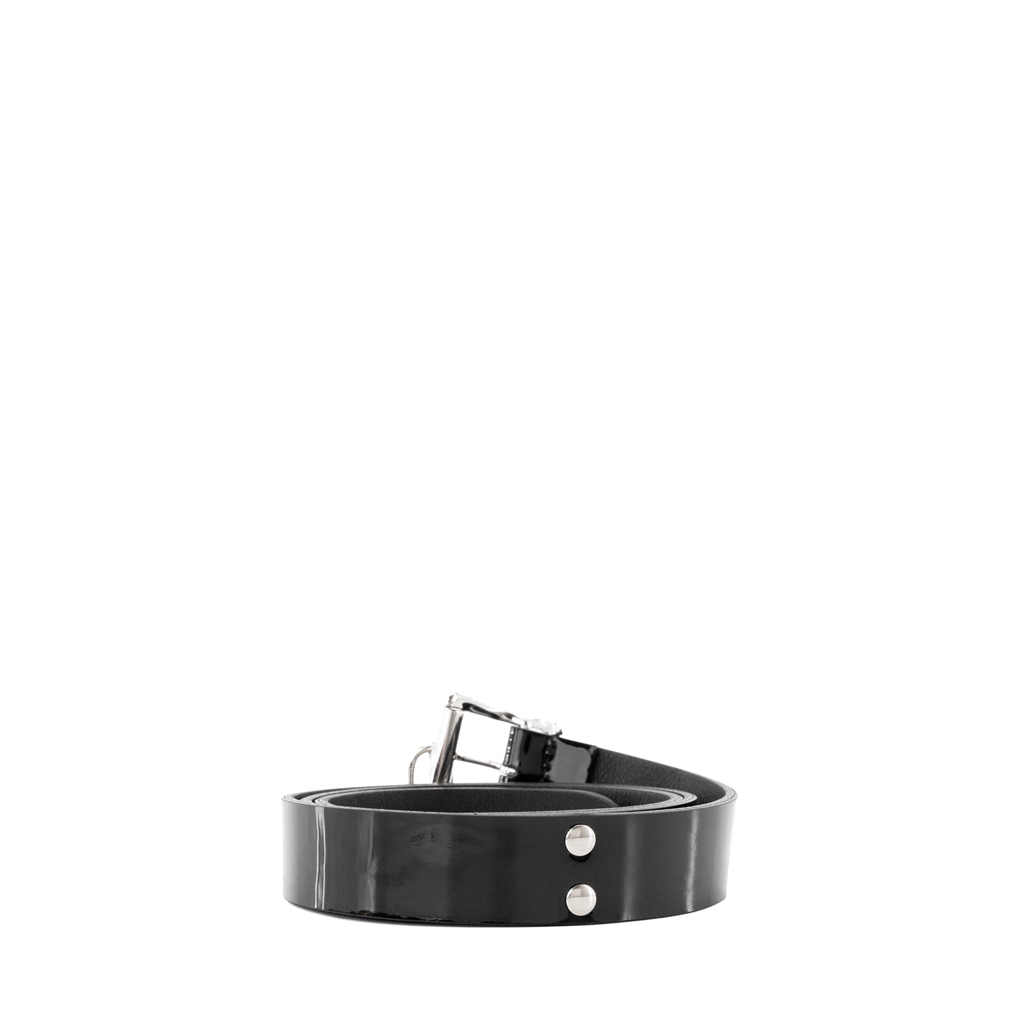 SAINT LAURENT - Ceinture Saint Laurent en cuir verni noir (T80)