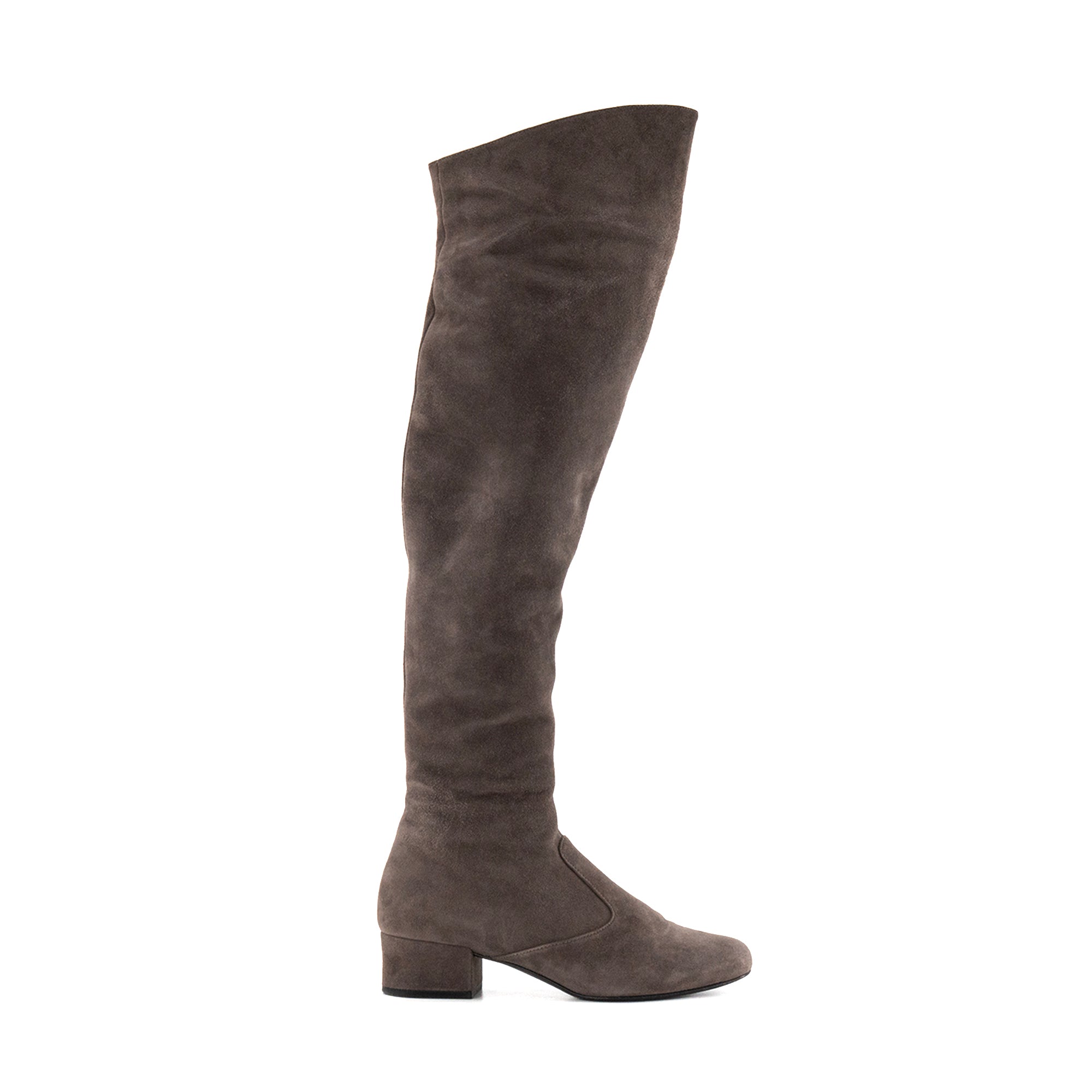 SAINT LAURENT - Saint Laurent grey suede knee-high boots (size 36)