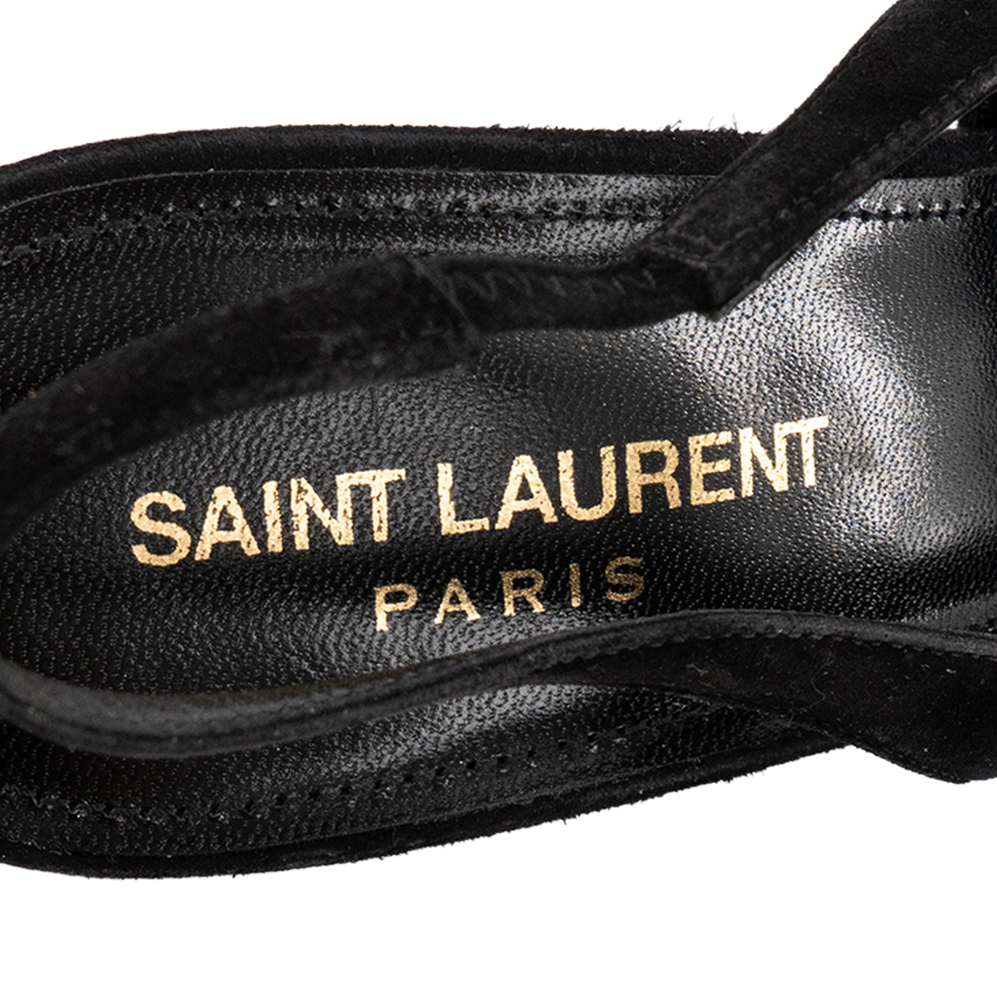 SAINT LAURENT - Escarpins à talon Lexi Saint Laurent en suède noir (T38,5)