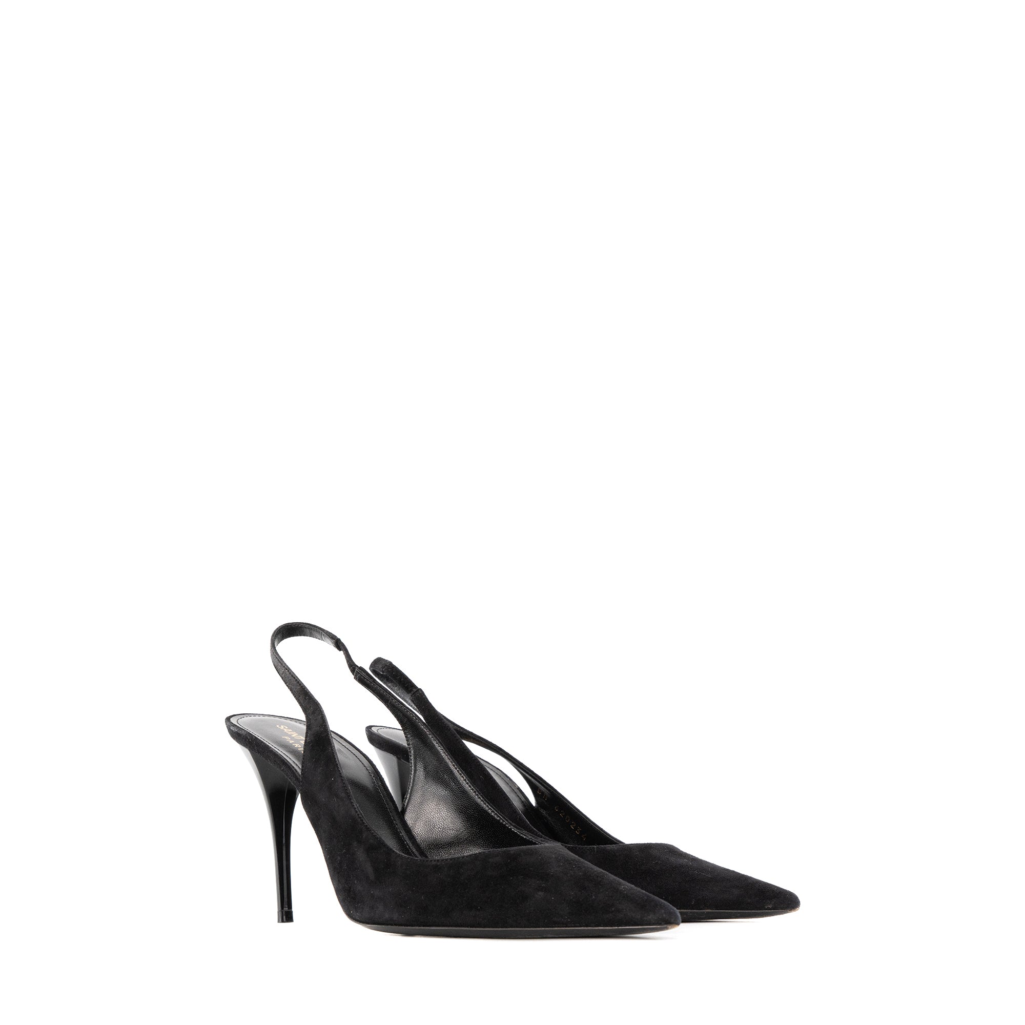 SAINT LAURENT - Escarpins à talon Lexi Saint Laurent en suède noir (T38,5)