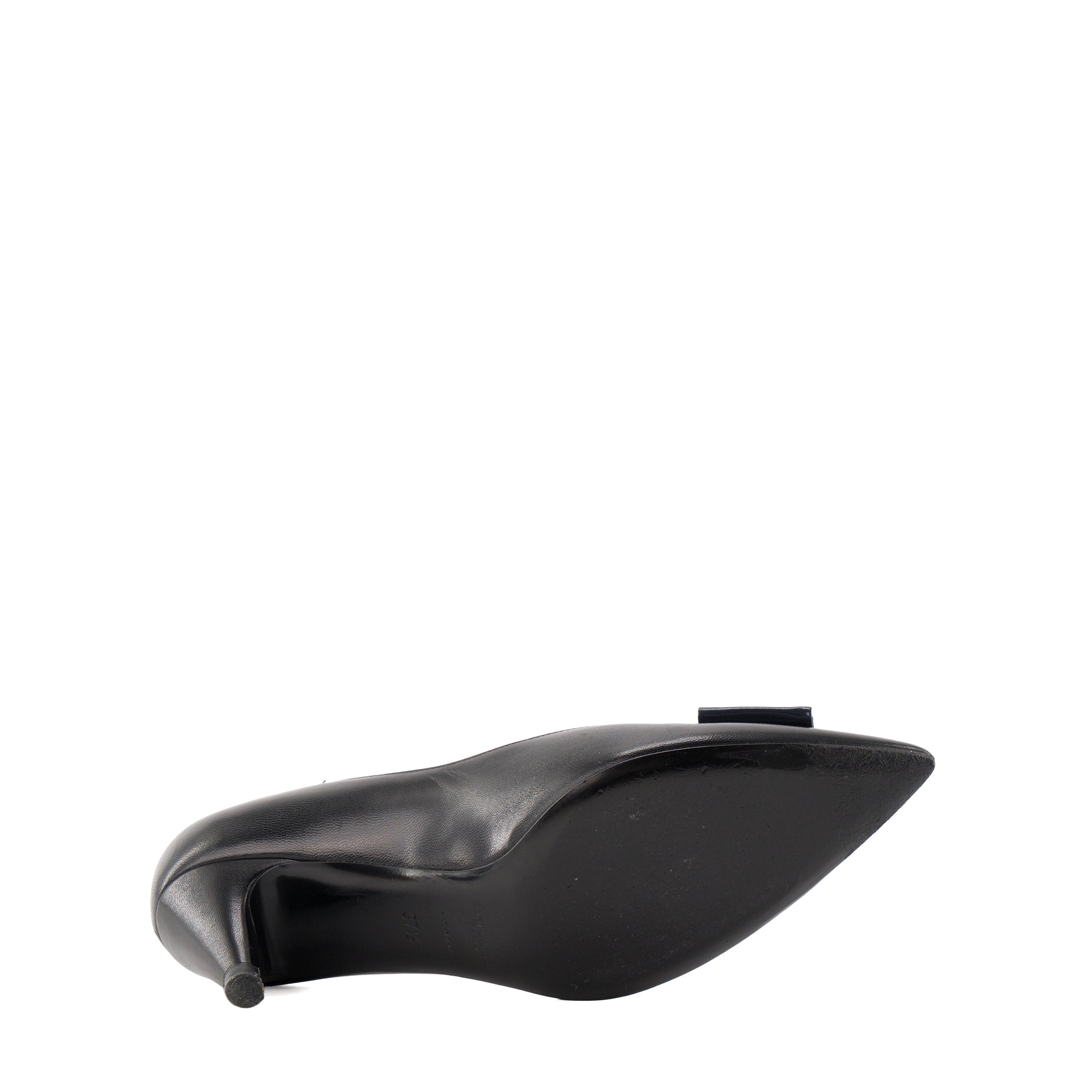 SAINT LAURENT - Escarpins Anais Saint Laurent en cuir lisse noir et cuir verni bleu marine (T37,5)