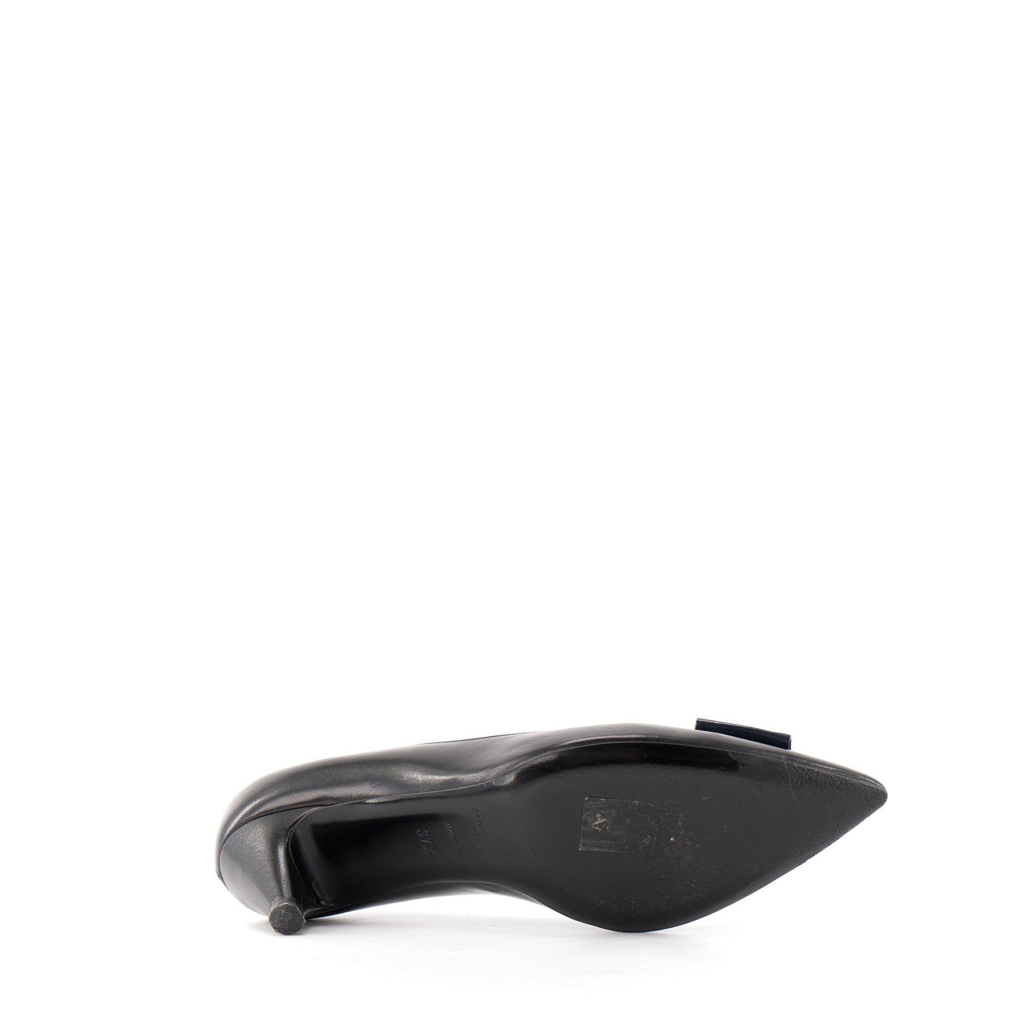 SAINT LAURENT - Escarpins Anais Saint Laurent en cuir lisse noir et cuir verni bleu marine (T37,5)