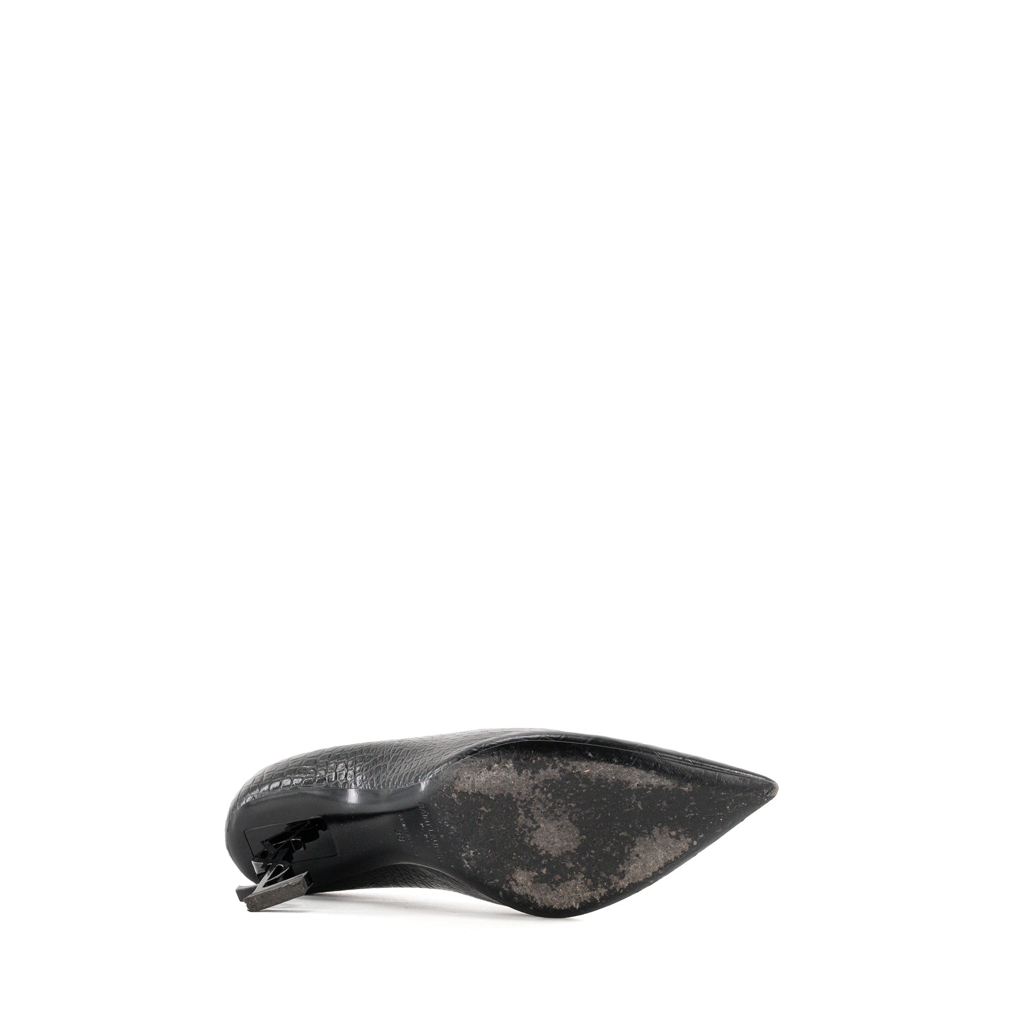 SAINT LAURENT - Escarpins Opyum Saint Laurent en cuir embossé crocodile noir (T38)