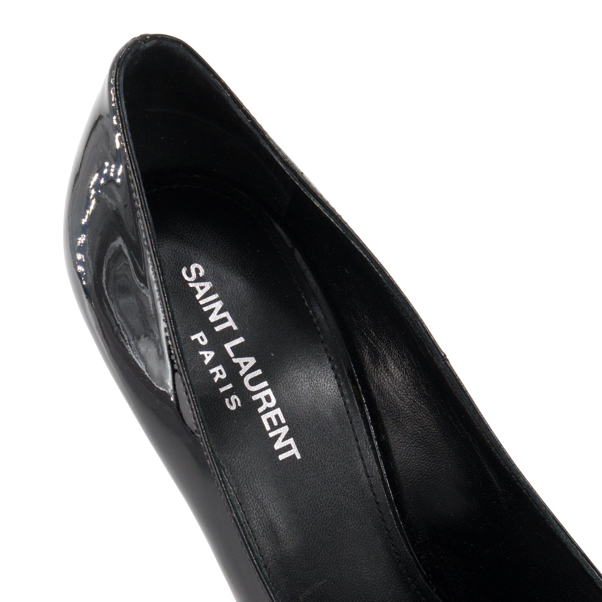 SAINT LAURENT - Escarpins Opyum Saint Laurent en cuir verni noir (T39)