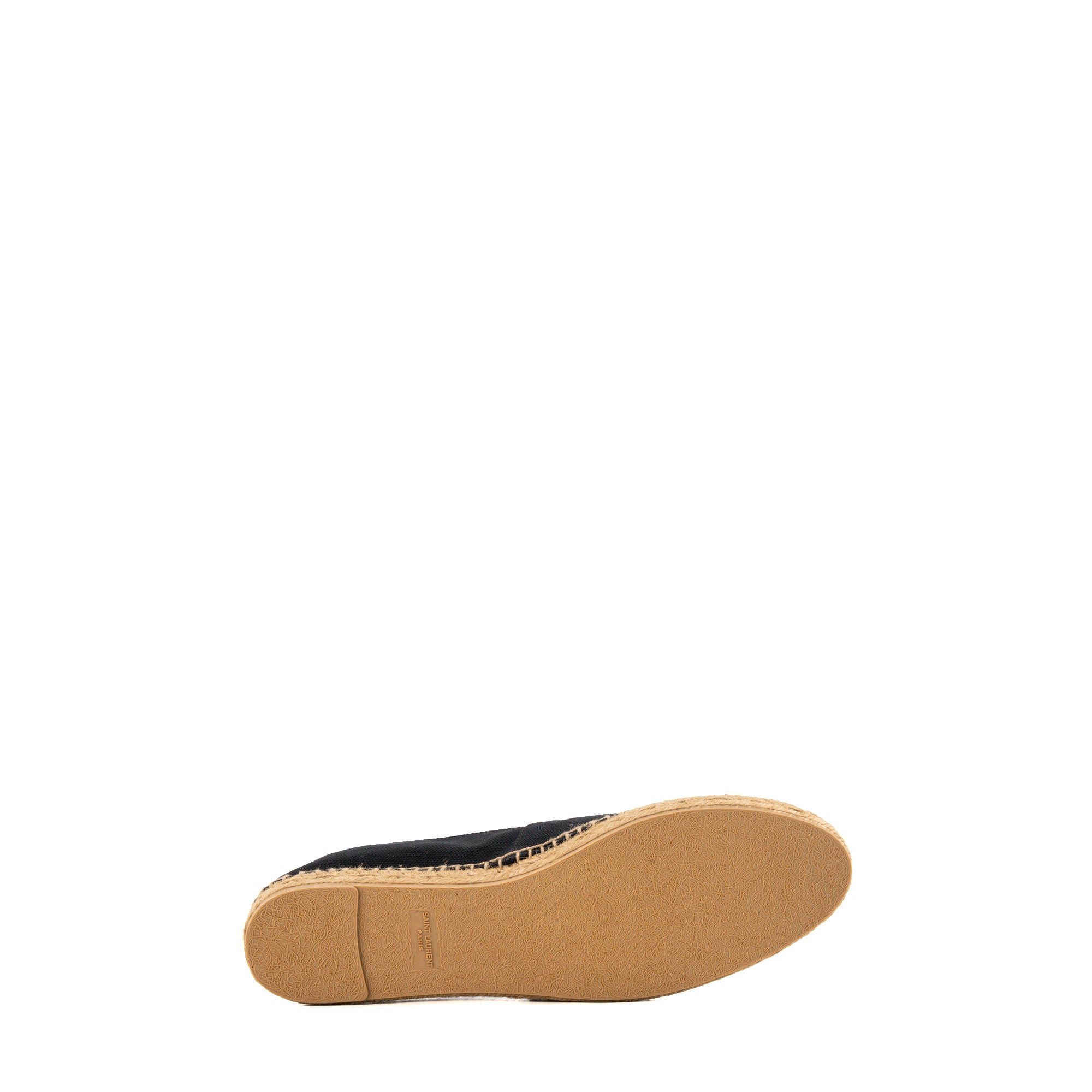 SAINT LAURENT - Espadrilles Saint Laurent en toile noire et raphia (T41)