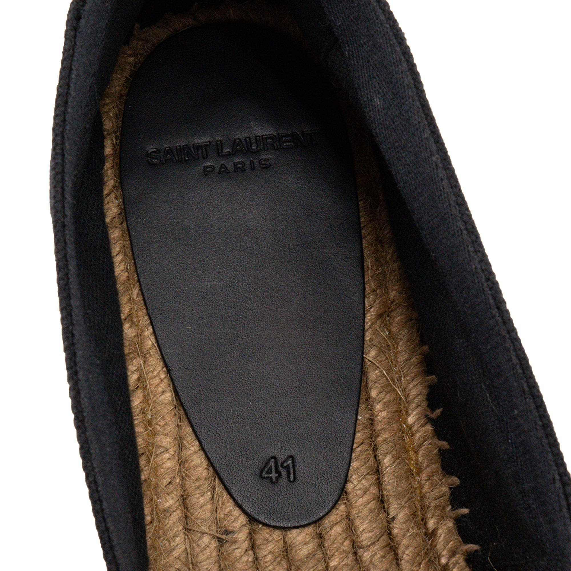 SAINT LAURENT - Espadrilles Saint Laurent en toile noire et raphia (T41)