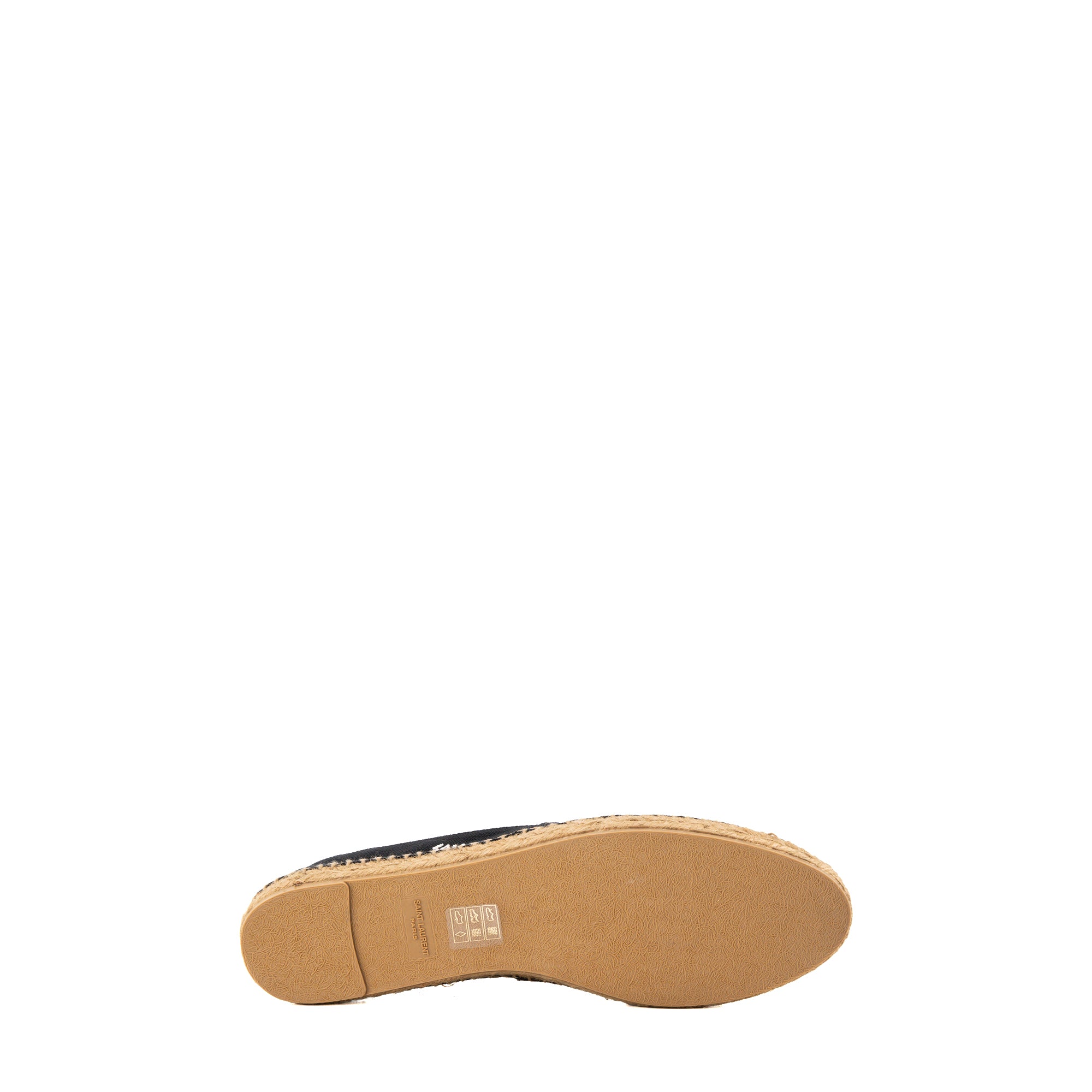 SAINT LAURENT - Espadrilles Saint Laurent en toile noire et raphia (T41)