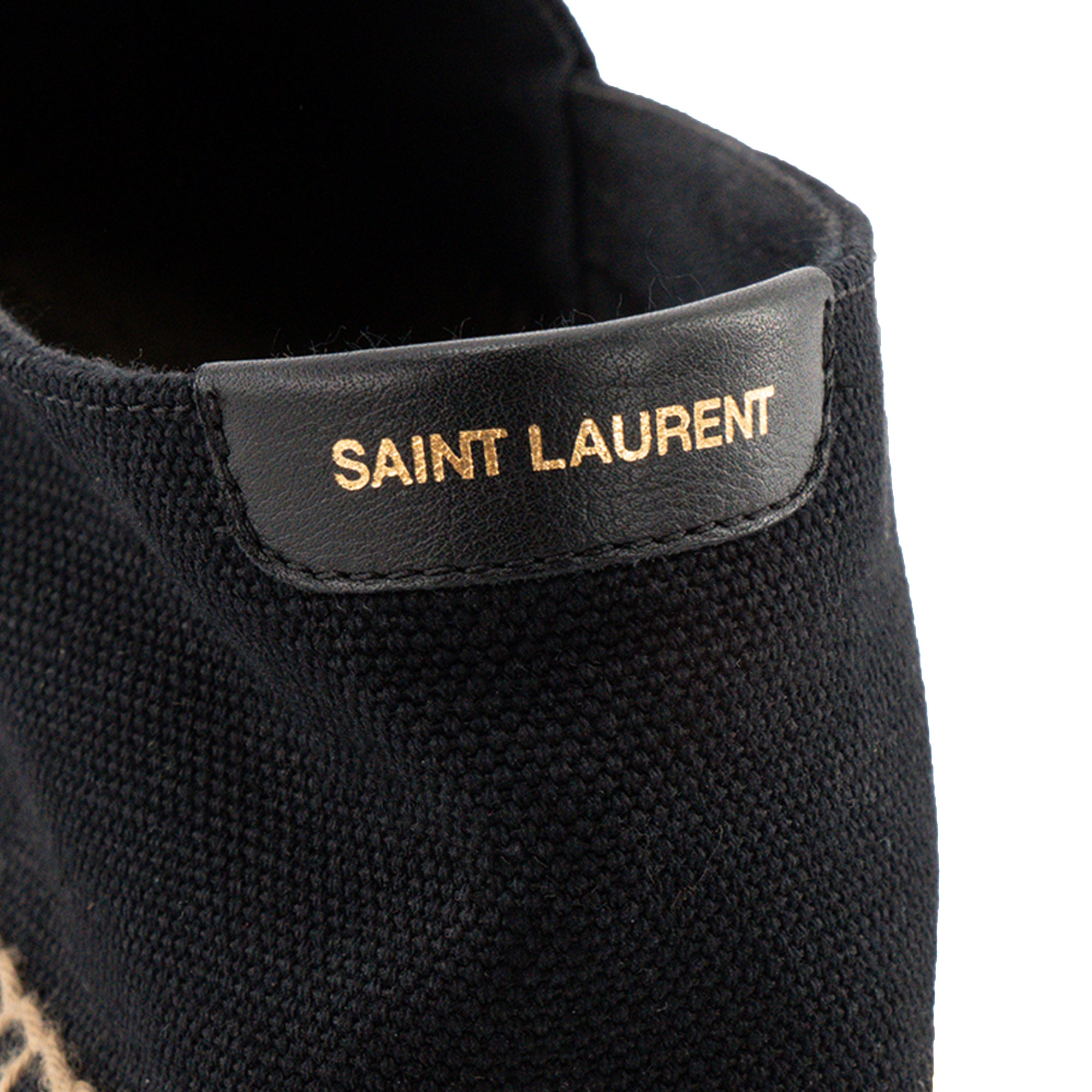 SAINT LAURENT - Espadrilles Saint Laurent en toile noire et raphia (T41)