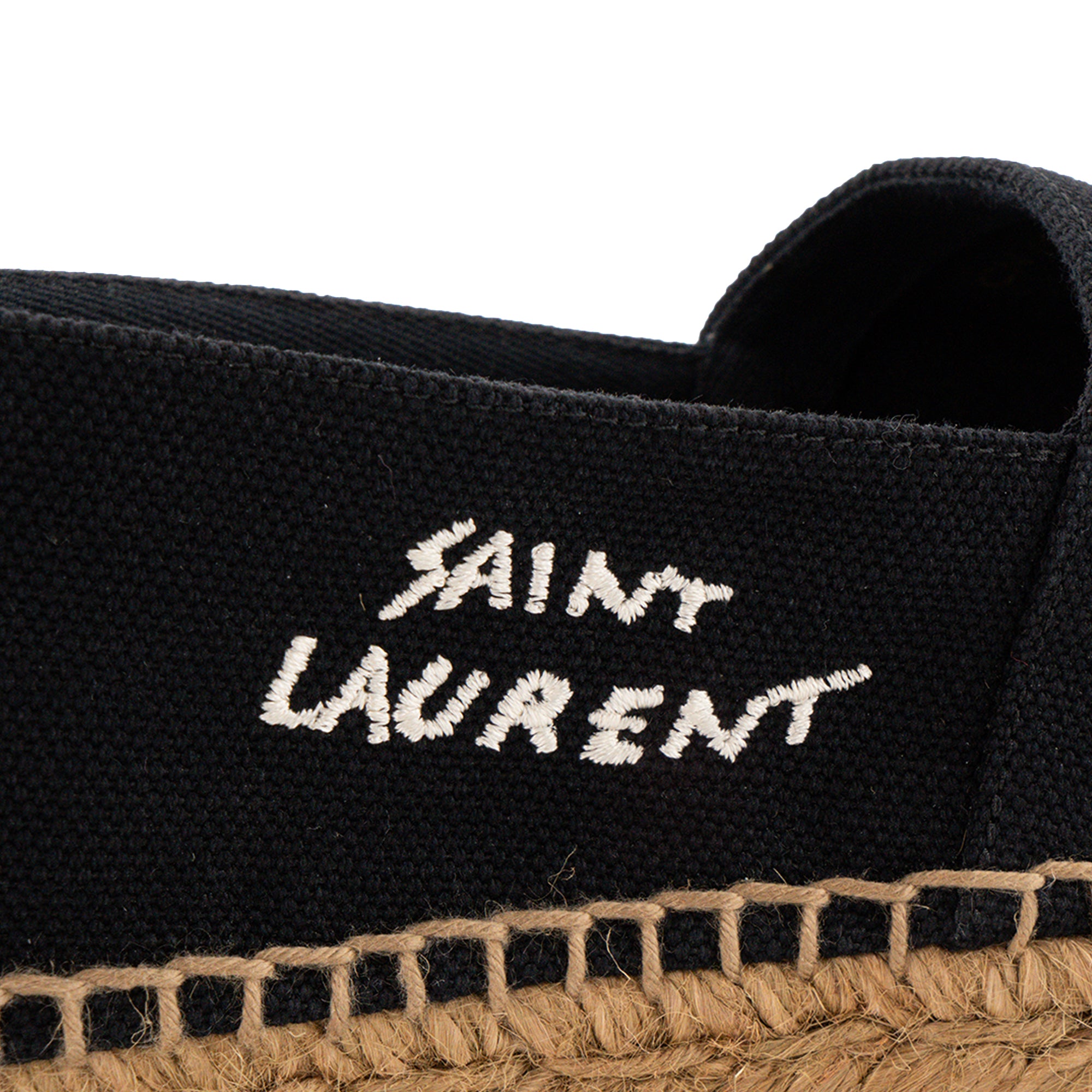 SAINT LAURENT - Espadrilles Saint Laurent en toile noire et raphia (T41)
