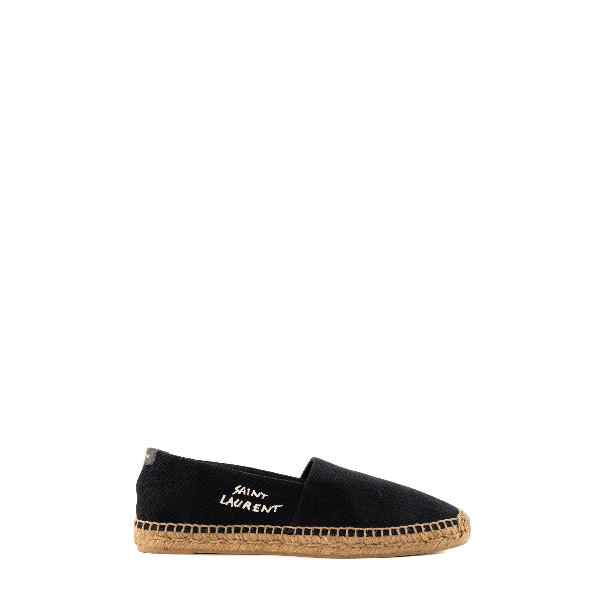 SAINT LAURENT - Espadrilles Saint Laurent en toile noire et raphia (T41)