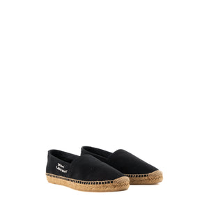 SAINT LAURENT - Espadrilles Saint Laurent en toile noire et raphia (T41)
