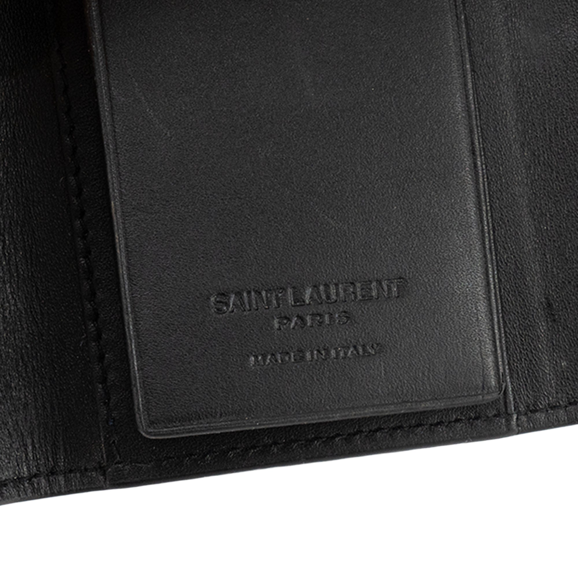 SAINT LAURENT - Étui à clés Slim Saint Laurent en cuir lisse noir