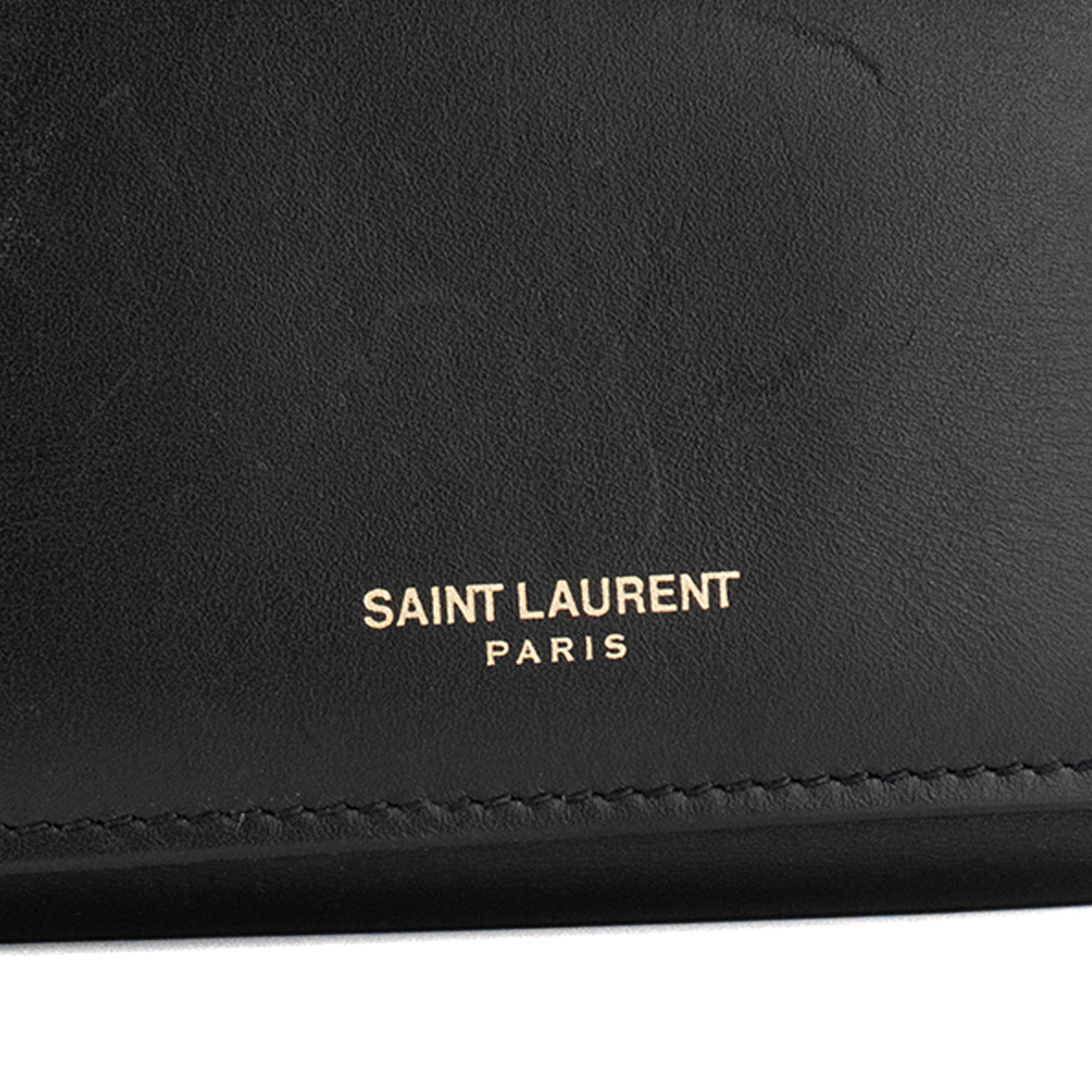 SAINT LAURENT - Étui à clés Slim Saint Laurent en cuir lisse noir