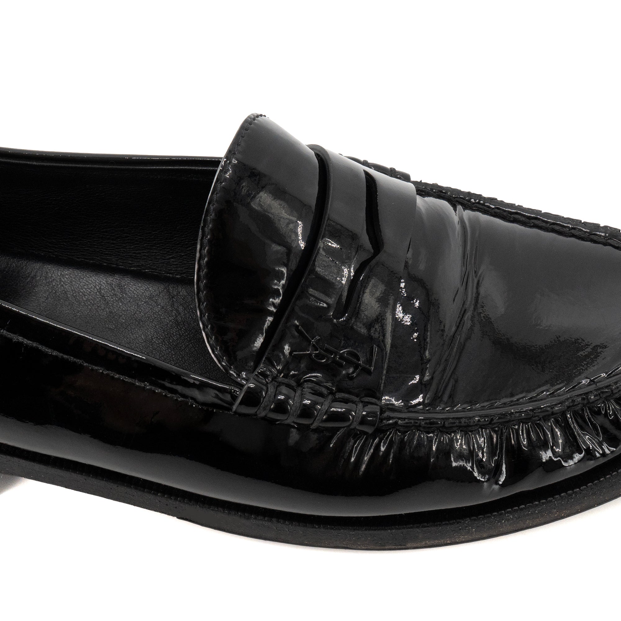 SAINT LAURENT - Mocassins Le Loafer Saint Laurent en cuir verni noir (T38,5)