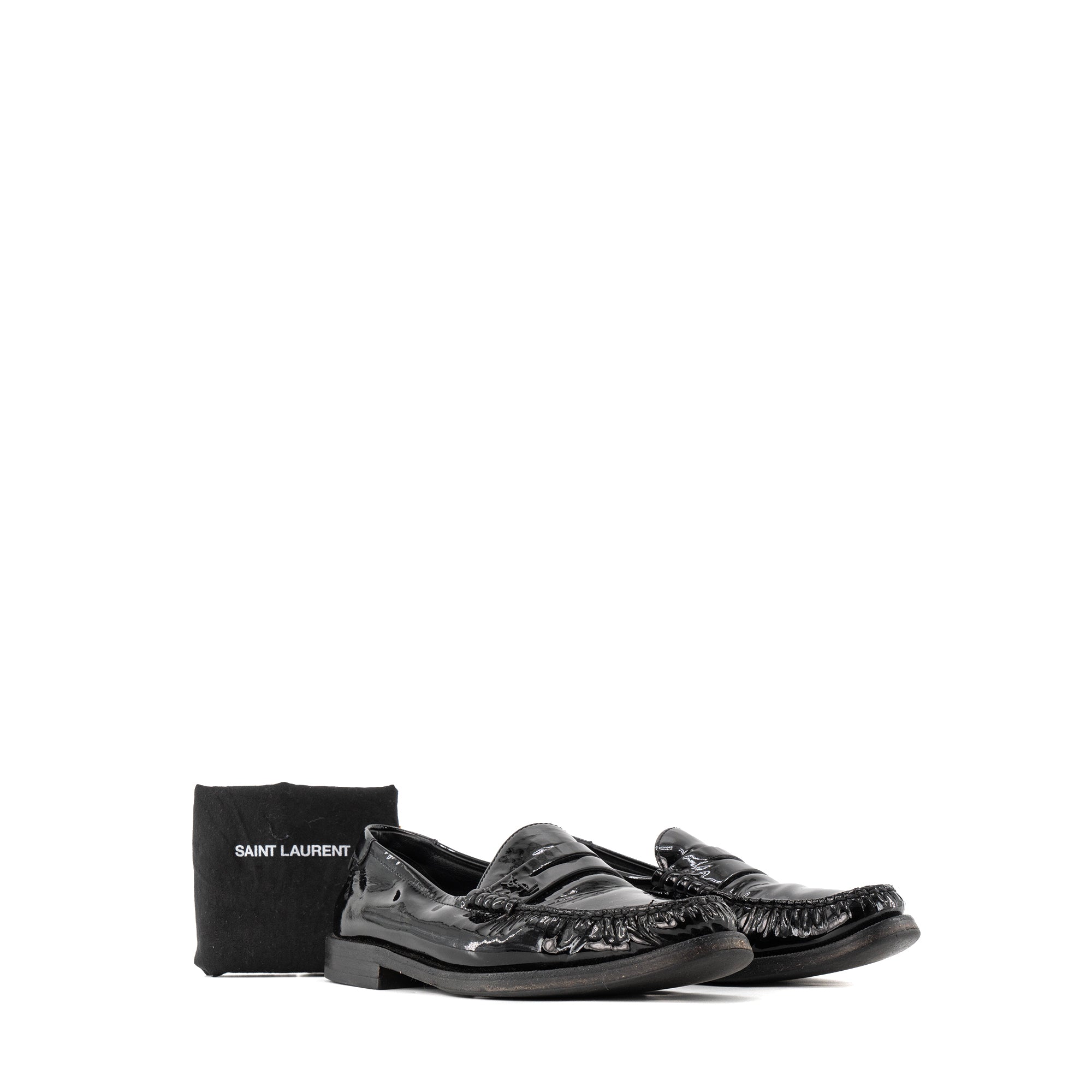 SAINT LAURENT - Mocassins Le Loafer Saint Laurent en cuir verni noir (T38,5)
