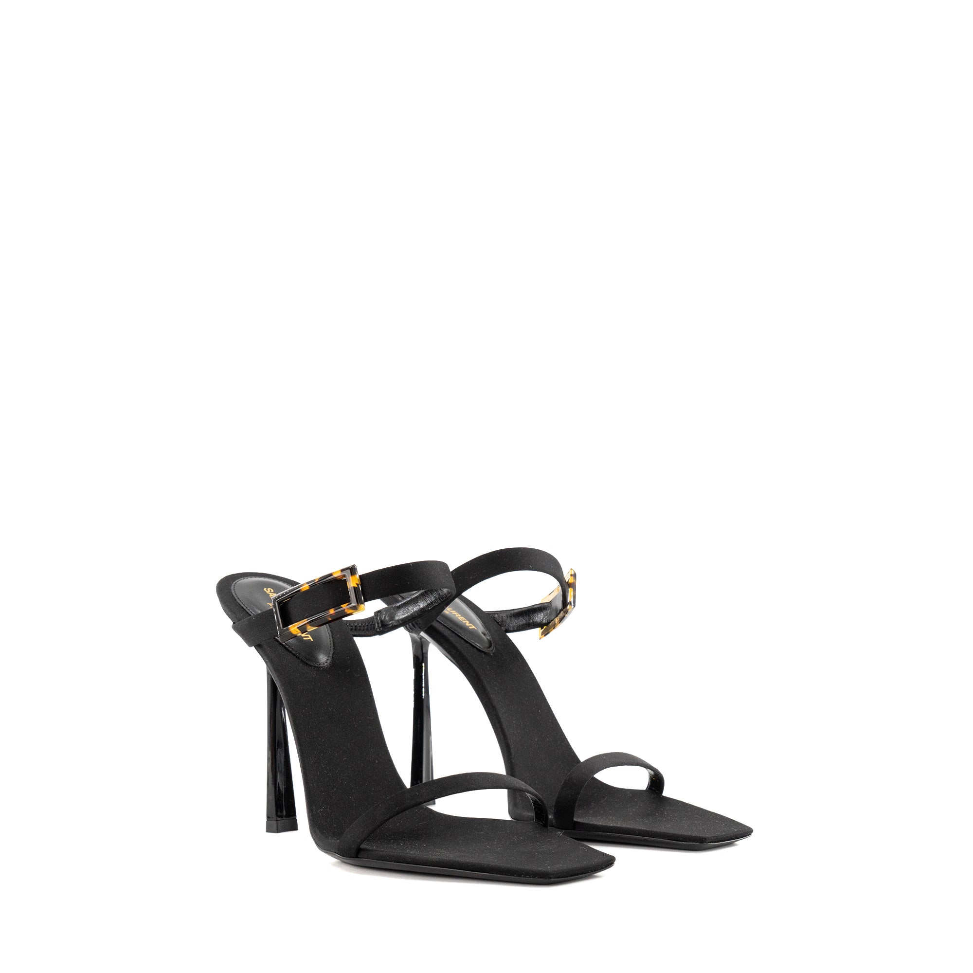 SAINT LAURENT - Mules à talons Oud Saint Laurent en satin noir (T40,5)