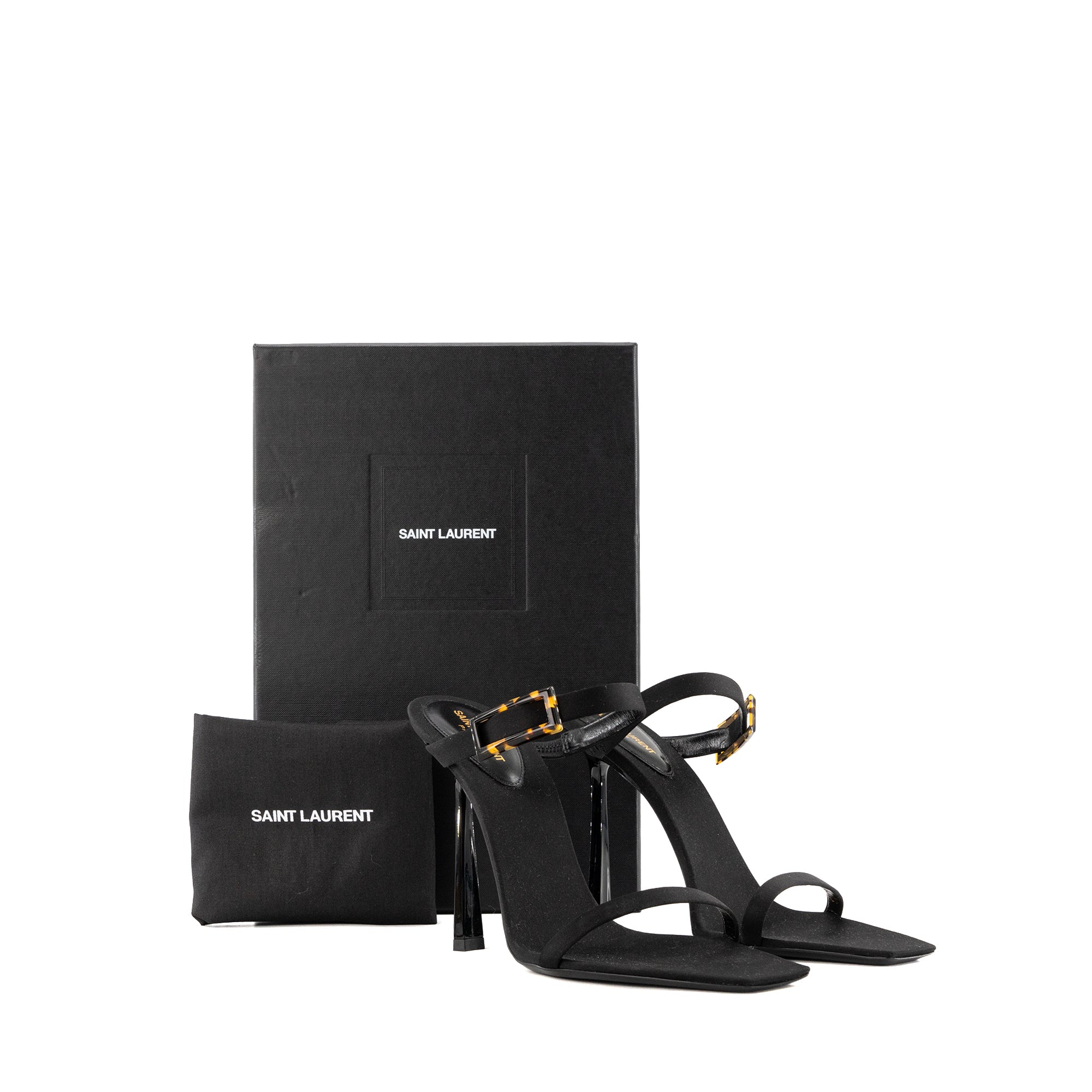 SAINT LAURENT - Mules à talons Oud Saint Laurent en satin noir (T40,5)