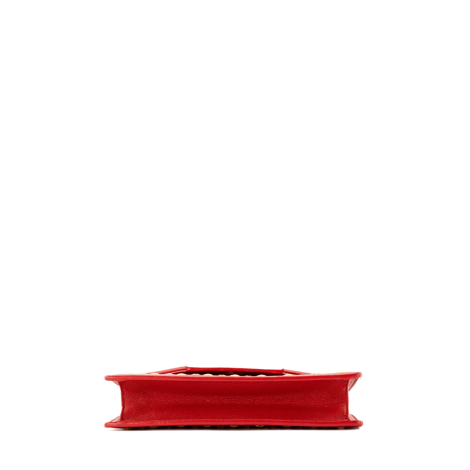 SAINT LAURENT - Pochette Betty Saint Laurent en cuir grainé rouge et clous dorés
