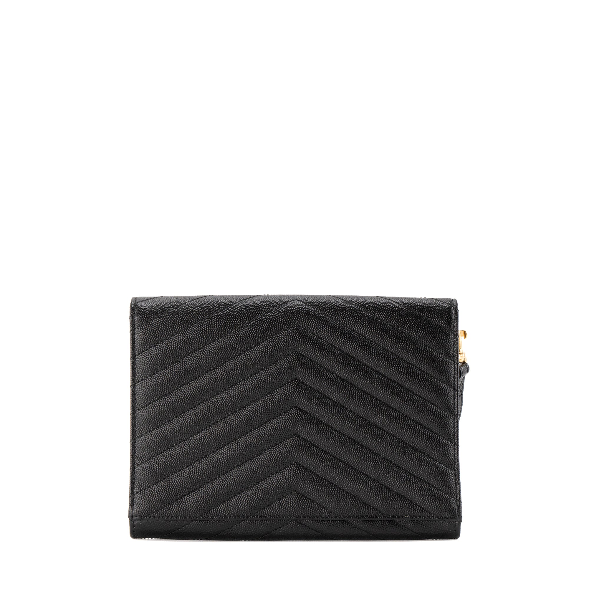 SAINT LAURENT - Pochette Cassandre Saint Laurent en cuir grainé noir