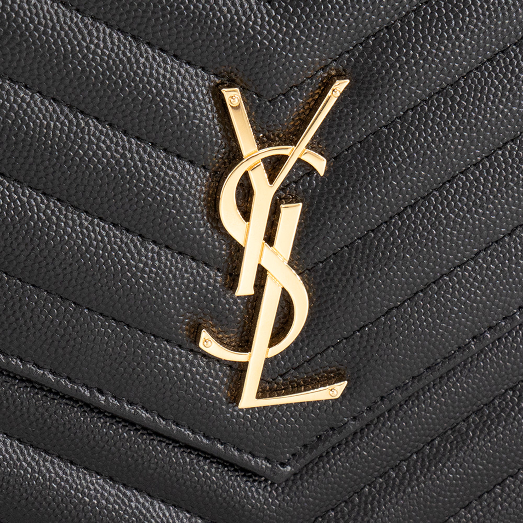 SAINT LAURENT - Pochette Cassandre Saint Laurent en cuir grainé noir