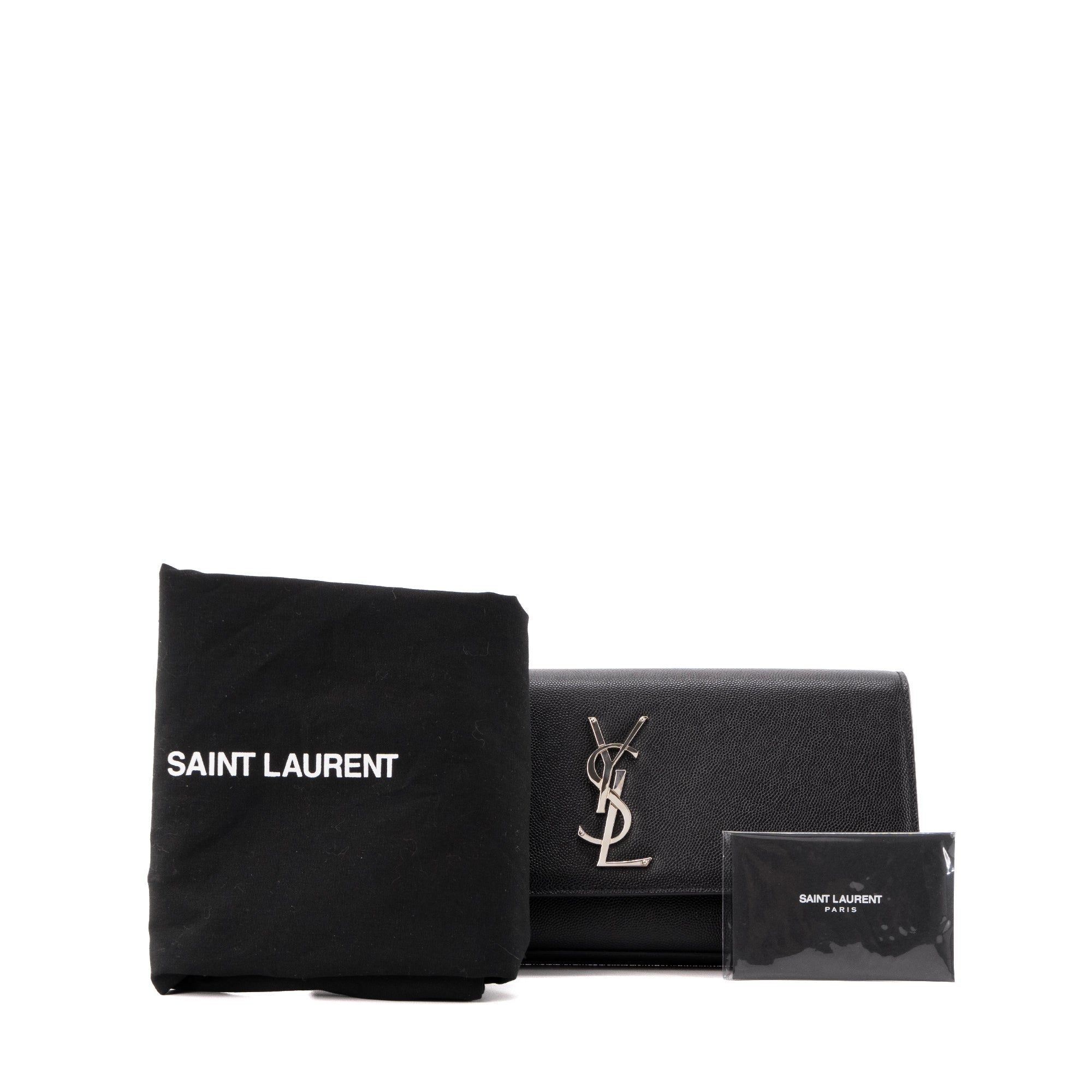 SAINT LAURENT - Pochette Kate Saint Laurent en cuir grainé noir
