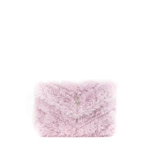 SAINT LAURENT - Pochette Loulou Puffer Saint Laurent en shearling violet