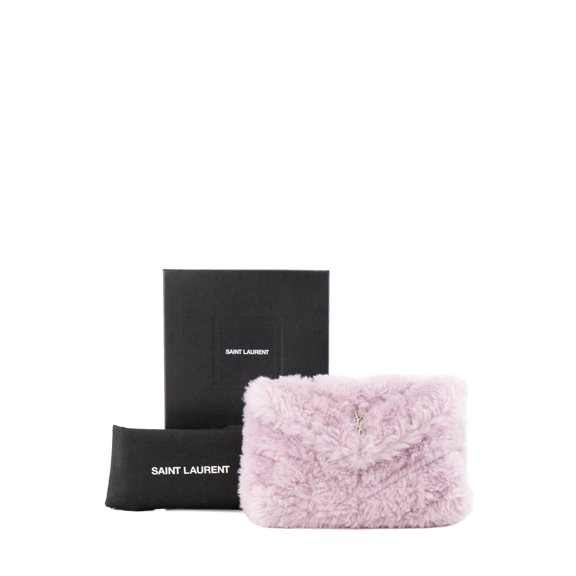 SAINT LAURENT - Pochette Loulou Puffer Saint Laurent en shearling violet
