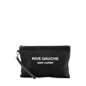 SAINT LAURENT - Pochette Rive Gauche Saint Laurent en toile noire
