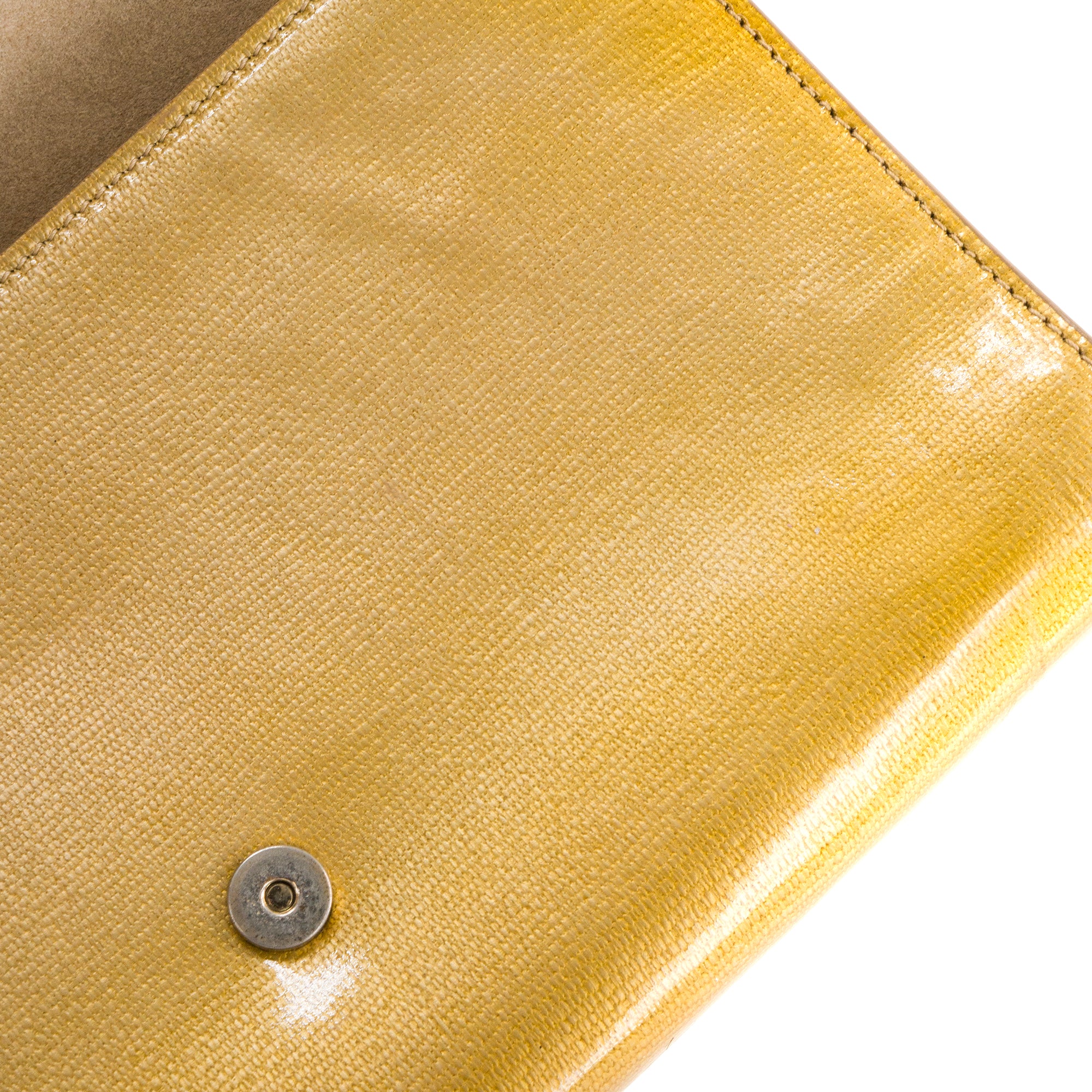 SAINT LAURENT - Pochette Y Saint Laurent en cuir verni doré vintage