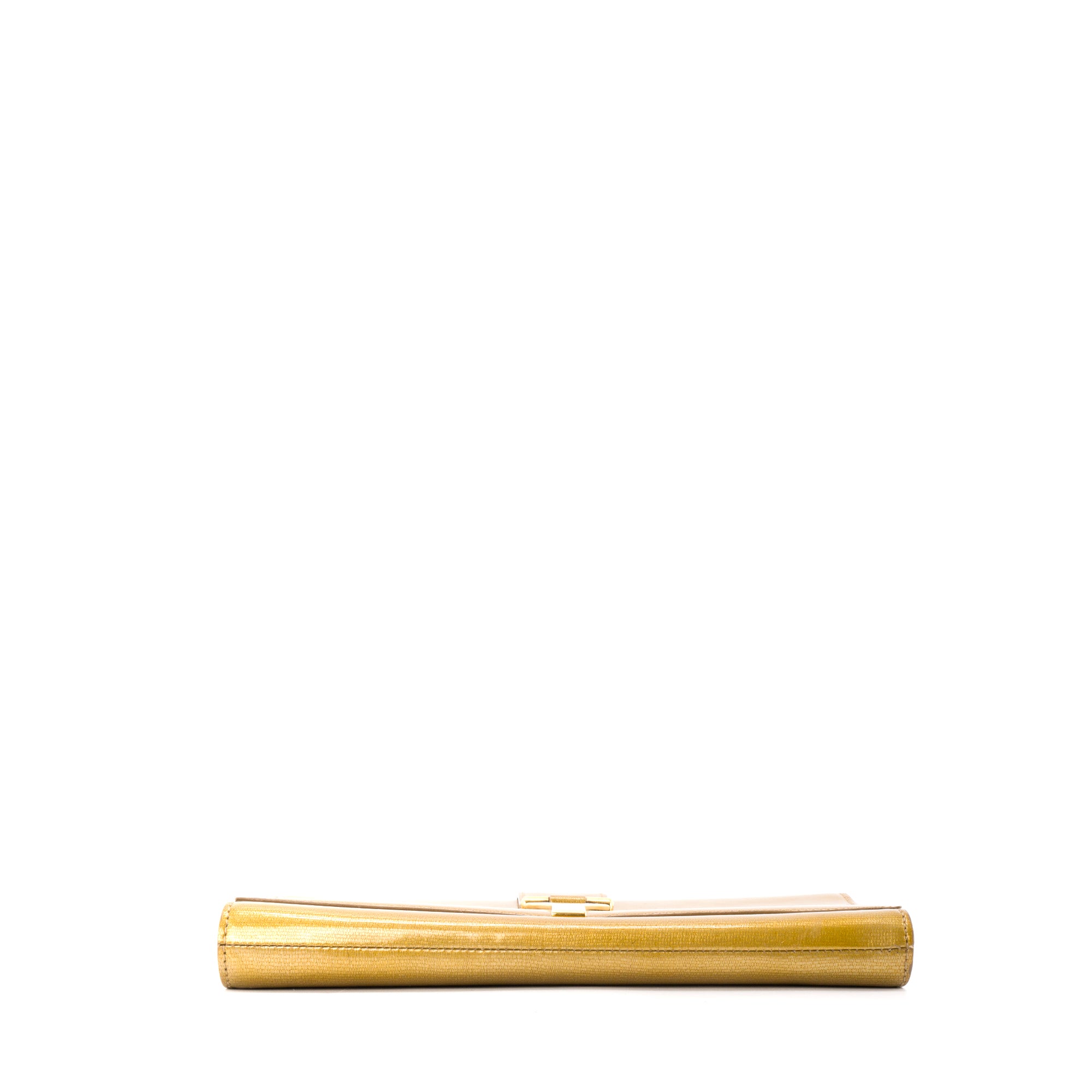 SAINT LAURENT - Pochette Y Saint Laurent en cuir verni doré vintage