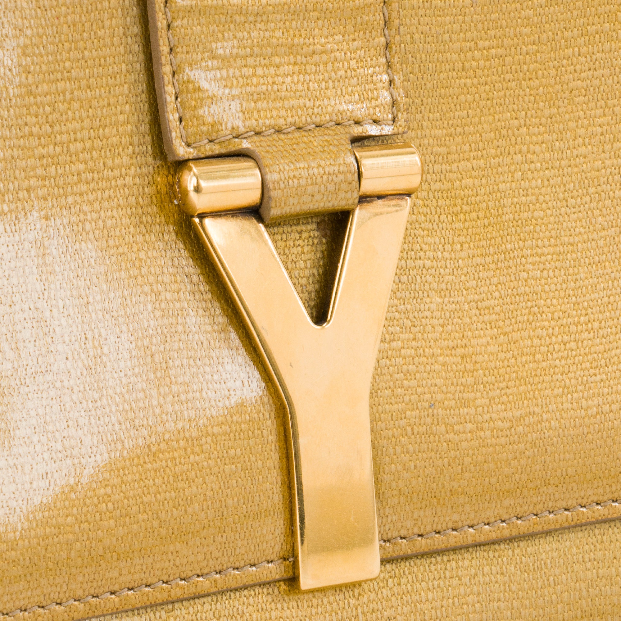 SAINT LAURENT - Pochette Y Saint Laurent en cuir verni doré vintage