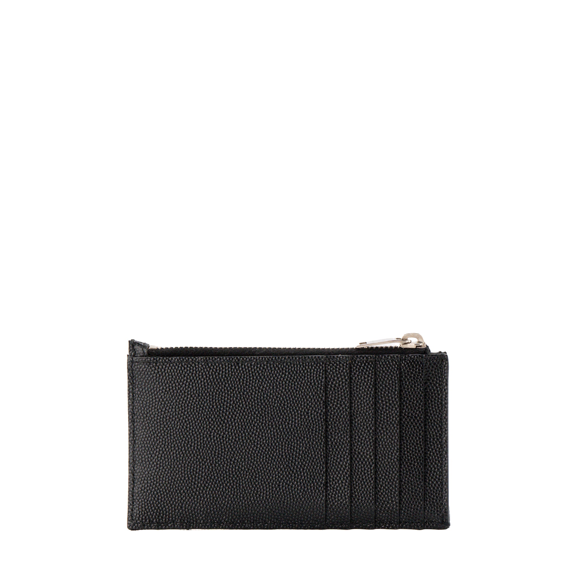SAINT LAURENT - Porte cartes Cassandre Fragments Saint Laurent en cuir grainé noir