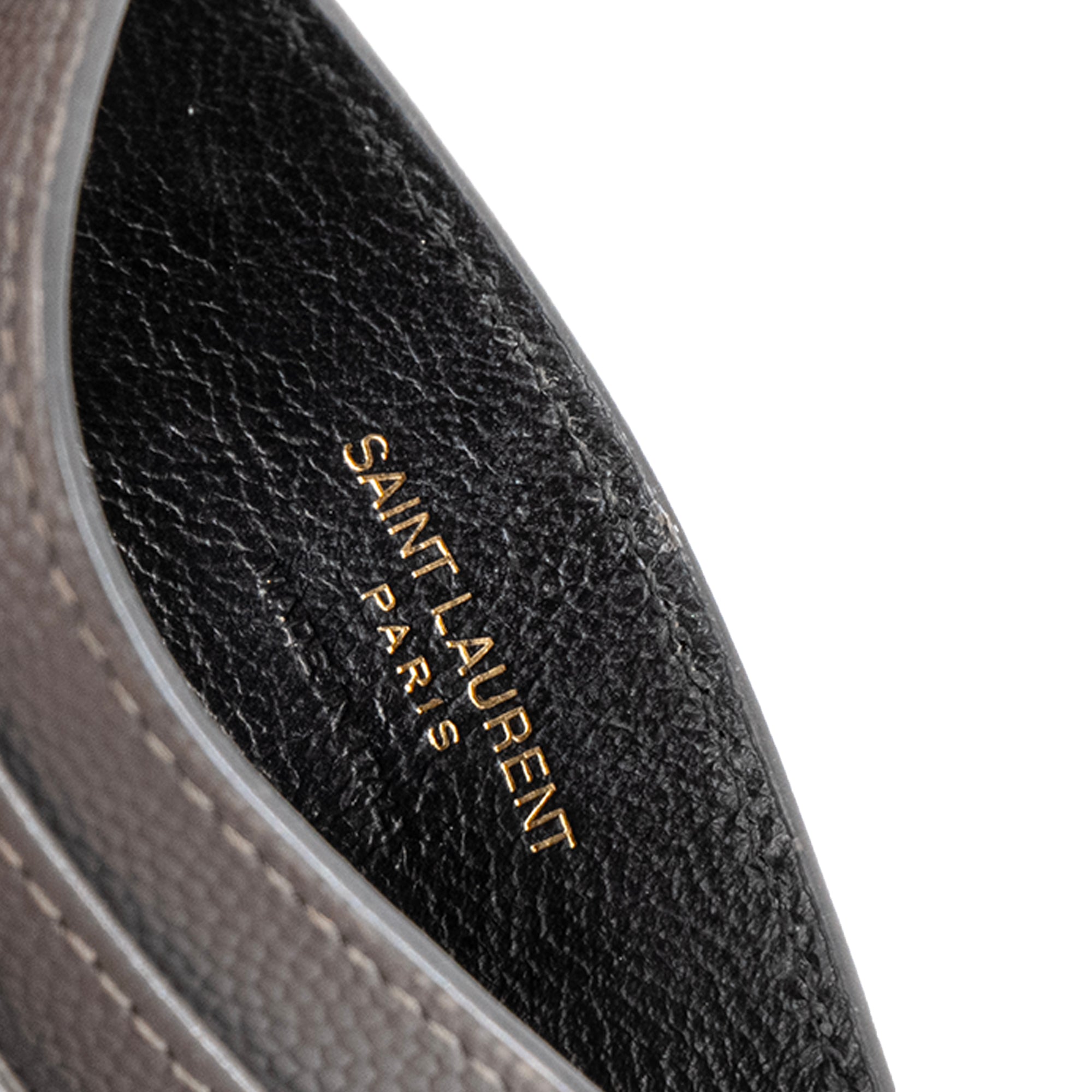 SAINT LAURENT - Porte-cartes Cassandre Saint Laurent en cuir grainé gris