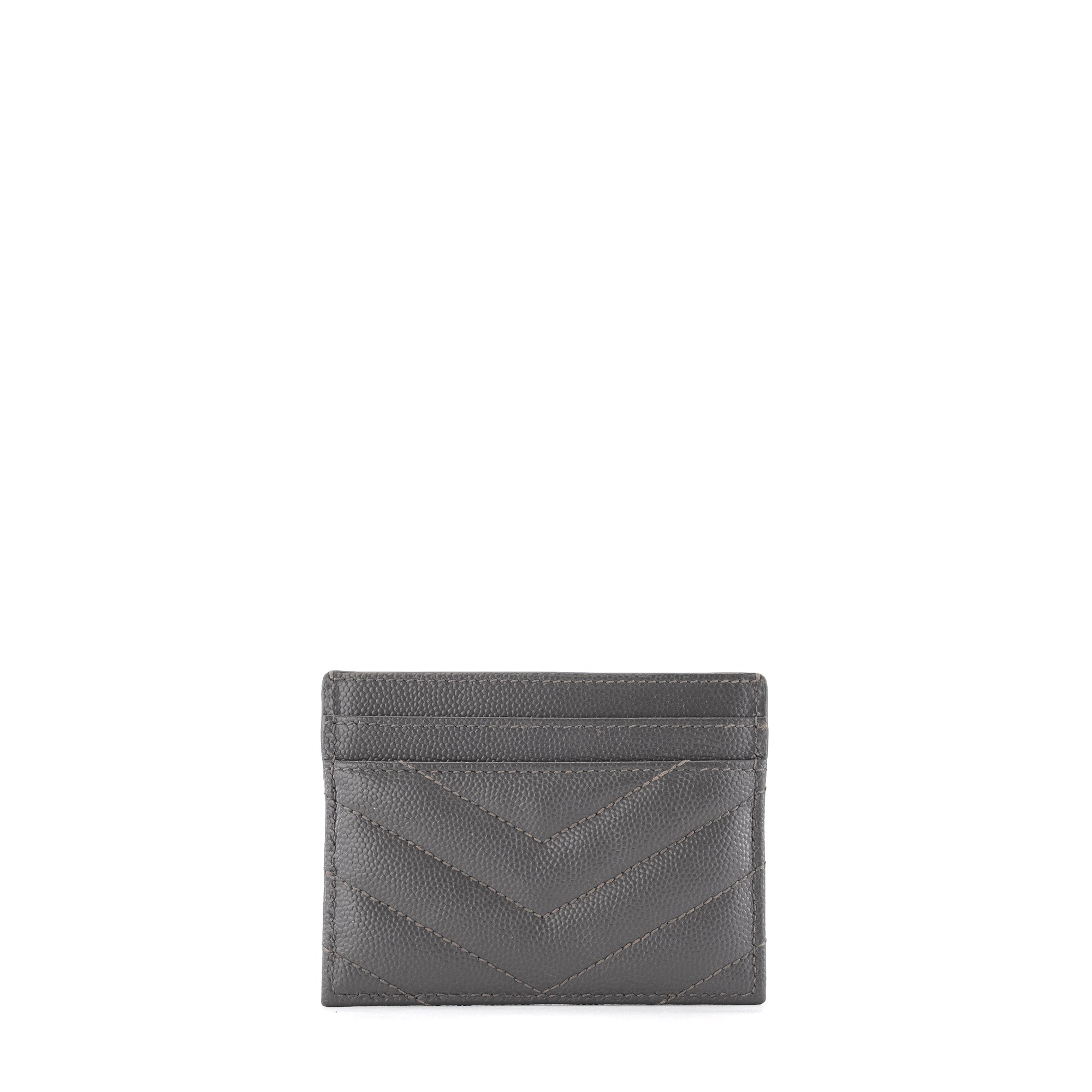 SAINT LAURENT - Porte-cartes Cassandre Saint Laurent en cuir grainé gris